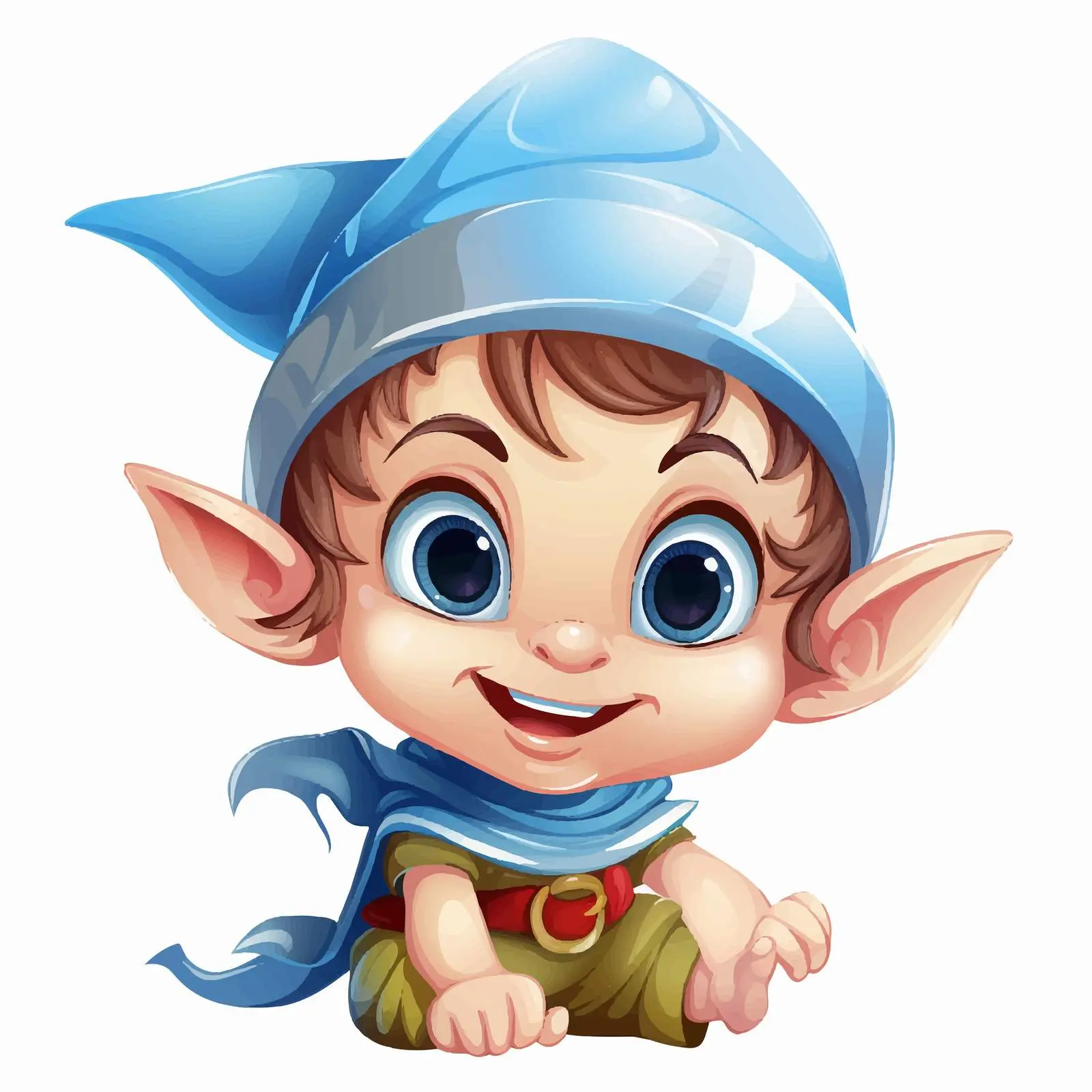 Smiling Cartoon Elf Child with Blue Eyes — free download from Dotvec