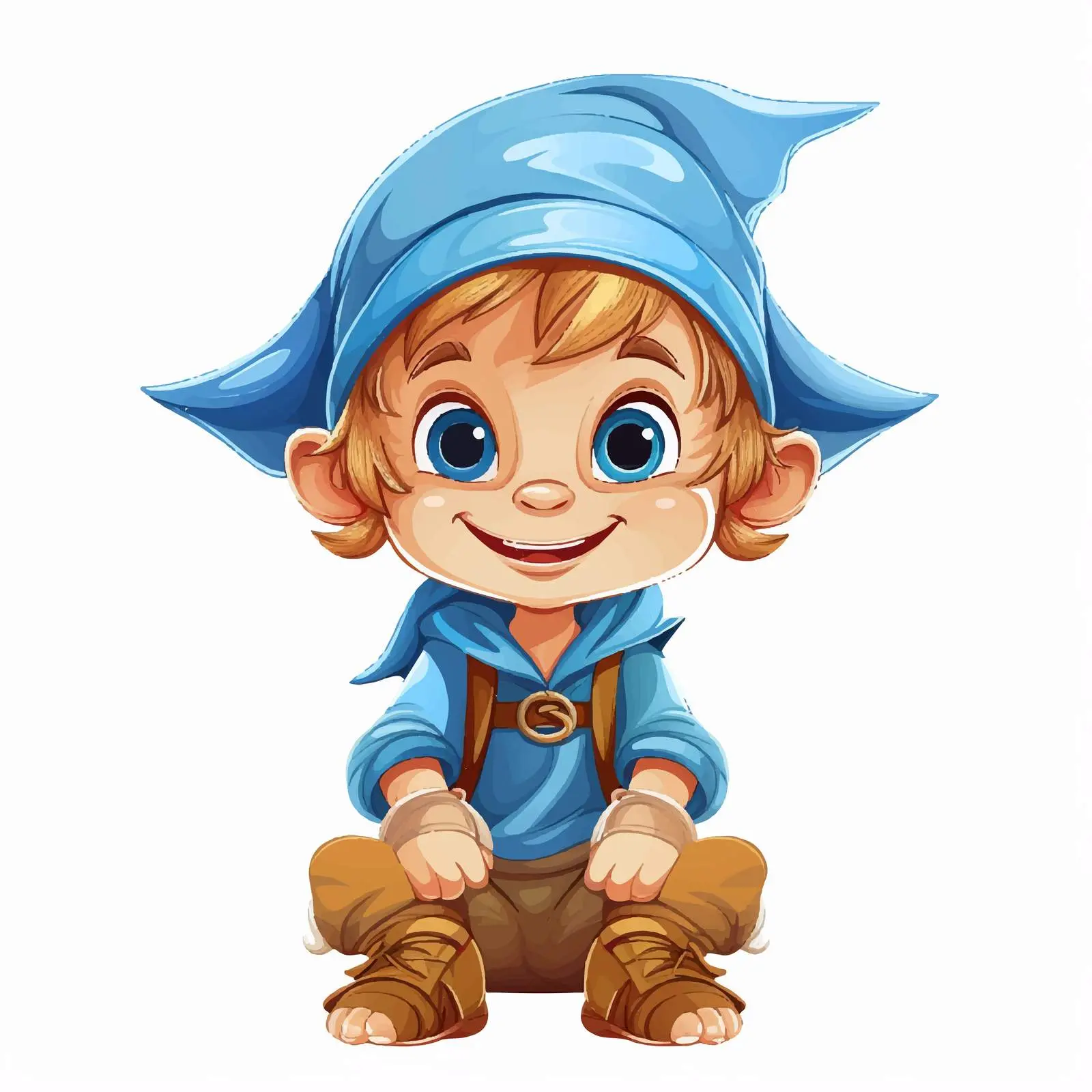 Smiling Cartoon Elf with Big Blue Eyes — free download from Dotvec