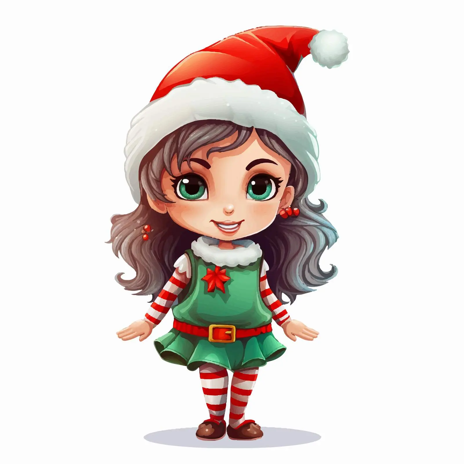 Cheerful Elf Girl in Christmas Hat Vector — free download from Dotvec