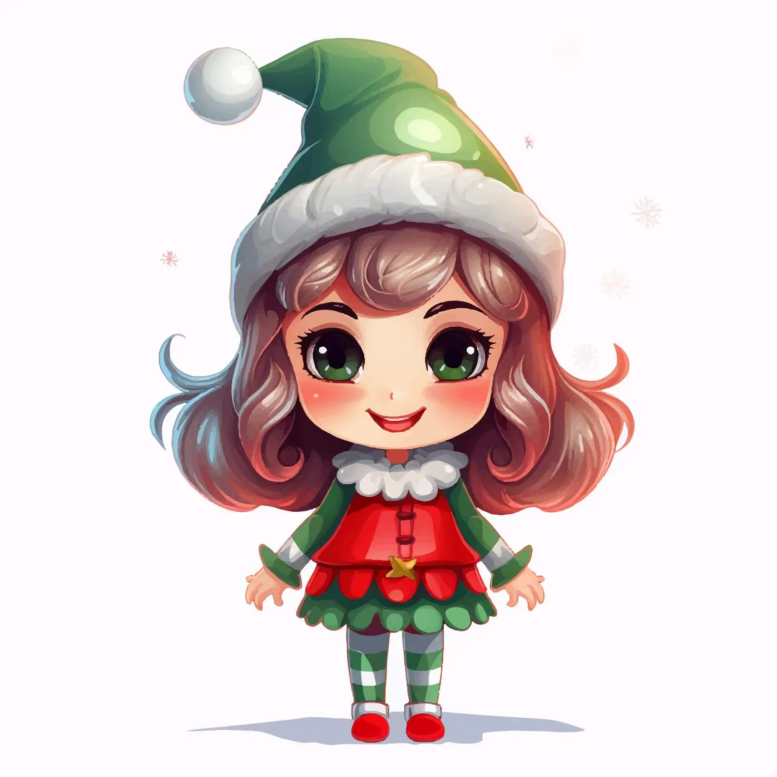 Cheerful Christmas Elf Girl Vector Illustration — free download from Dotvec