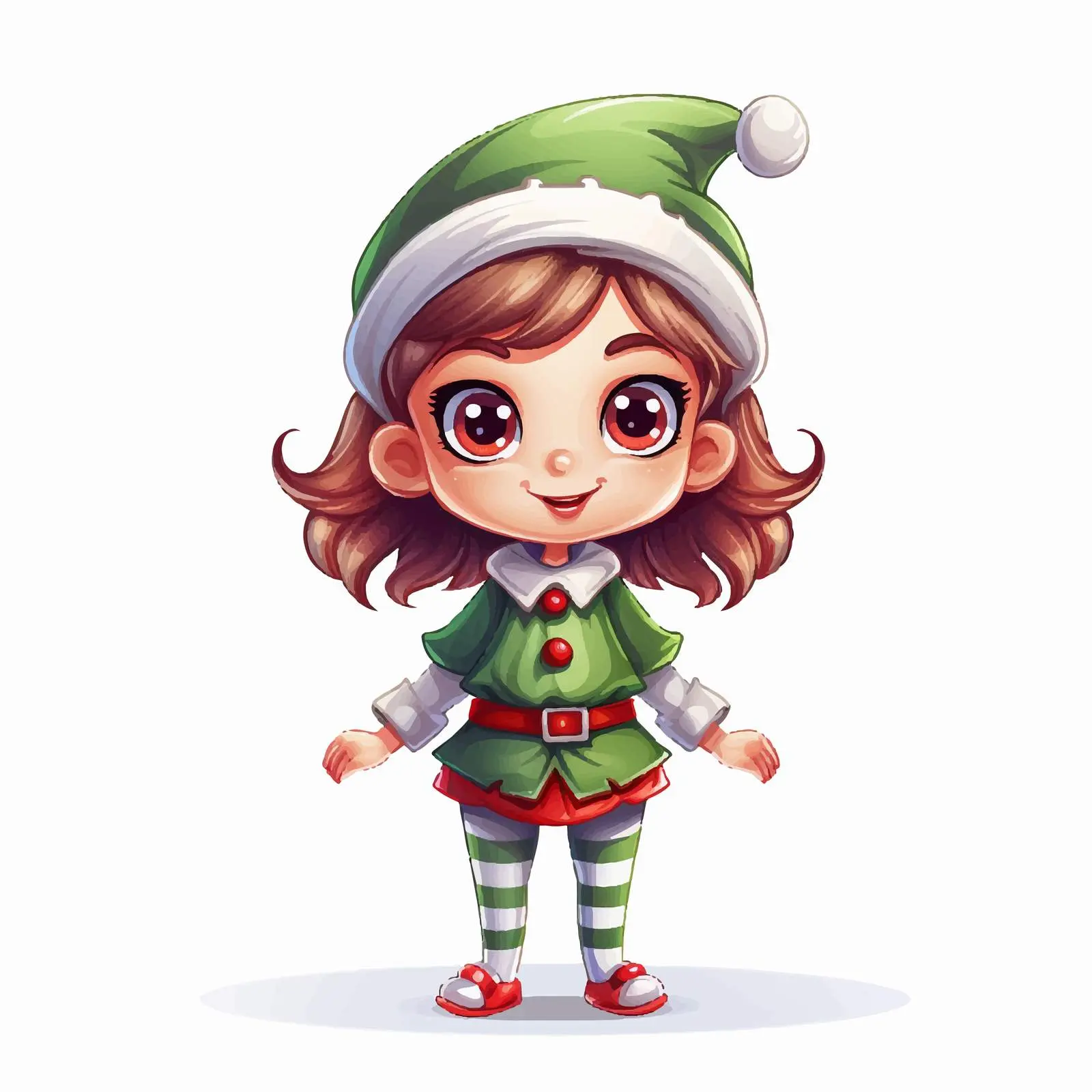 Cheerful Holiday Cartoon Elf Girl Vector — free download from Dotvec