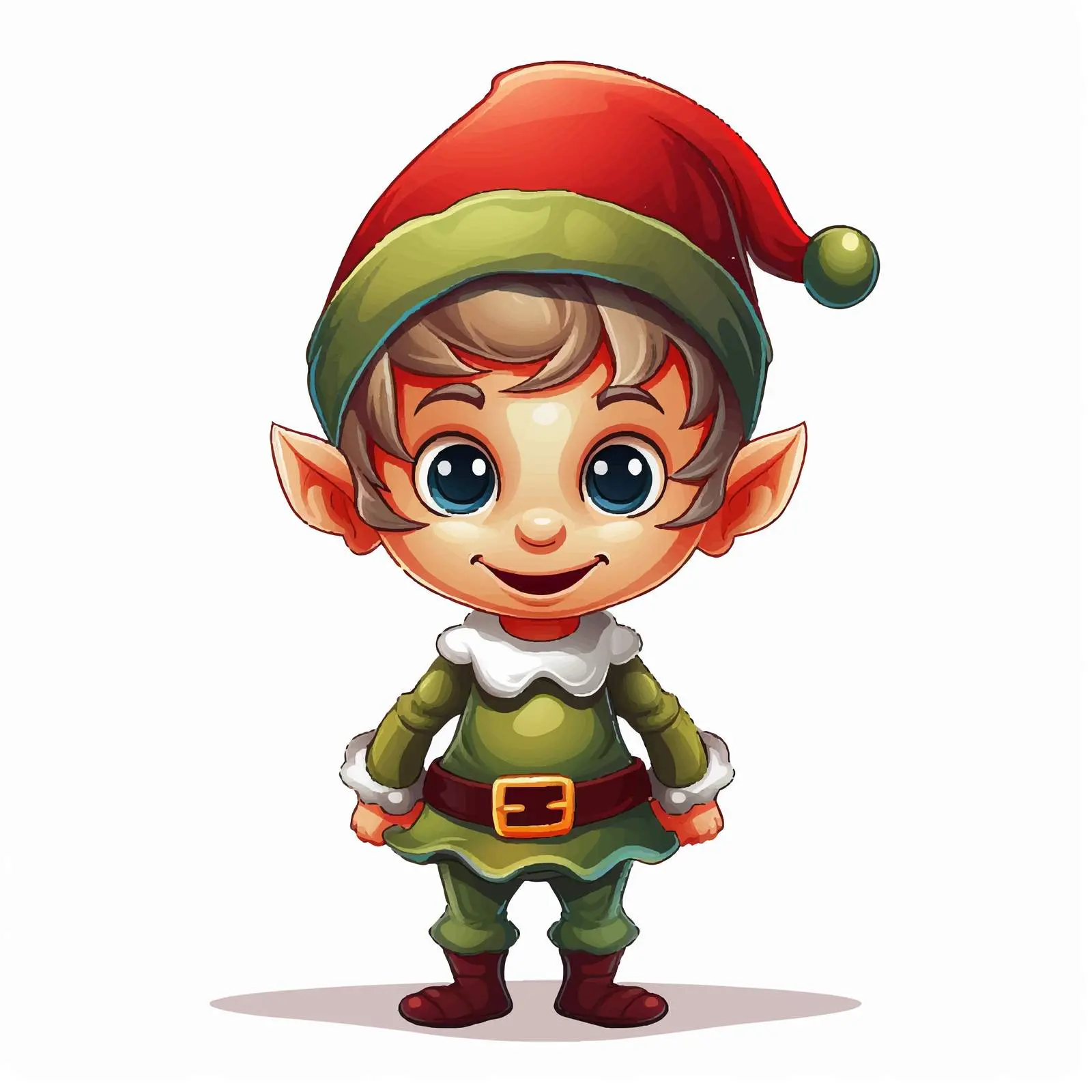 Cheerful Cartoon Elf in Christmas Attire — free download from Dotvec