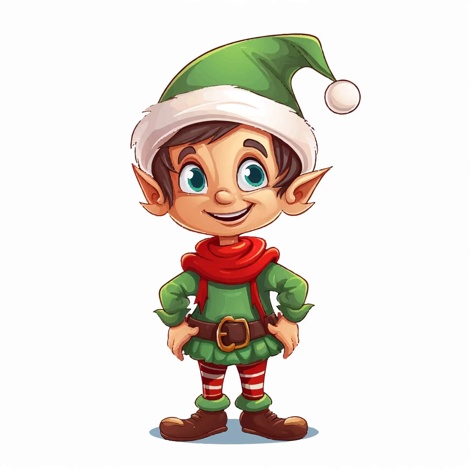 Cheerful Cartoon Elf in Christmas Attire — free download from Dotvec