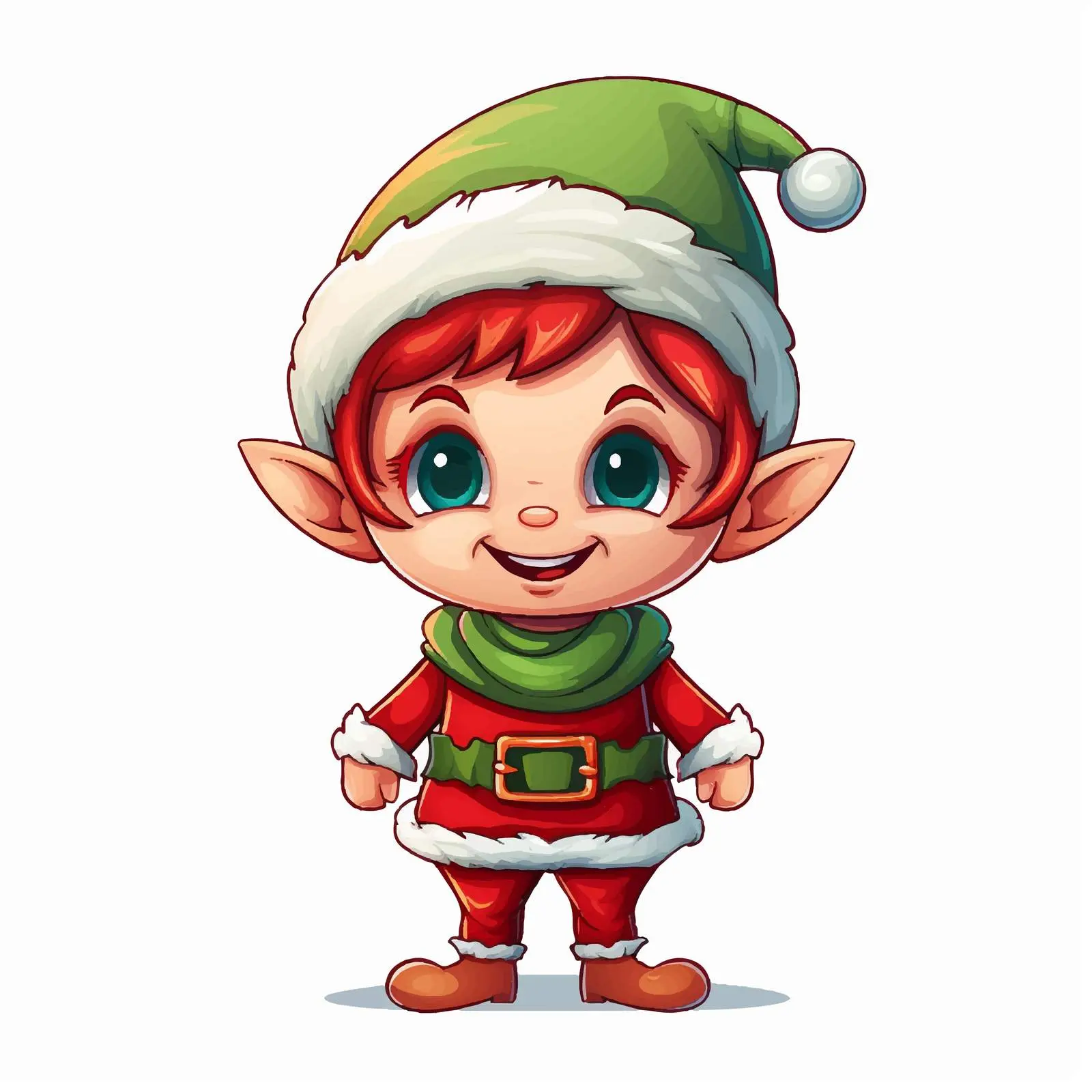 Cheerful Cartoon Elf in Christmas Attire — free download from Dotvec