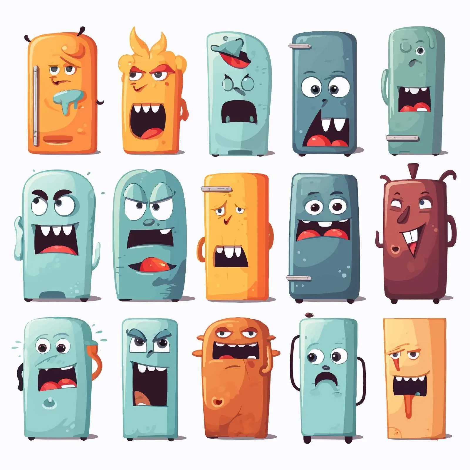 Expressive Cartoon Fridges with Unique Personalities – free animated design image from Dotvec