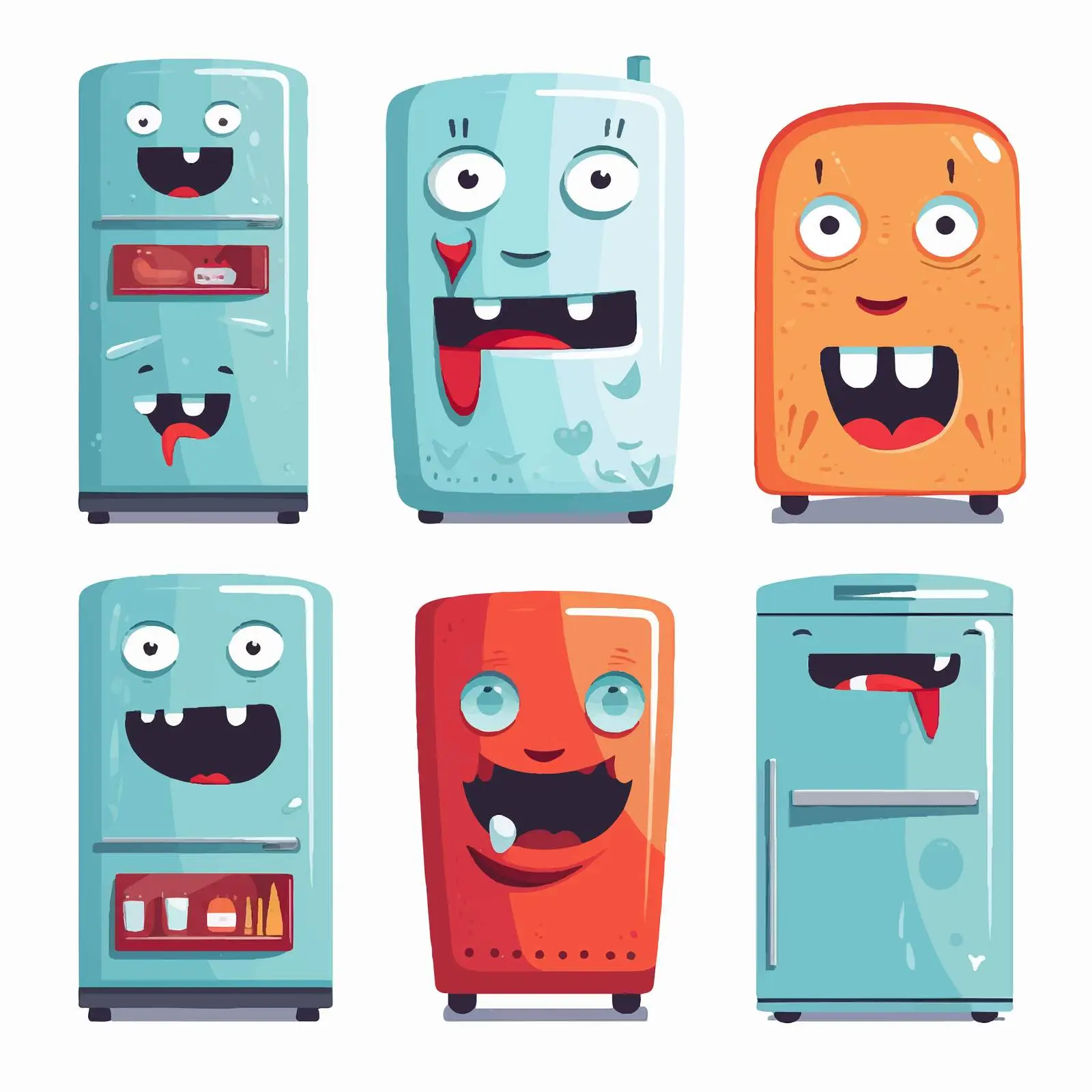 Expressive Cartoon Fridges with Unique Personalities — free download from Dotvec