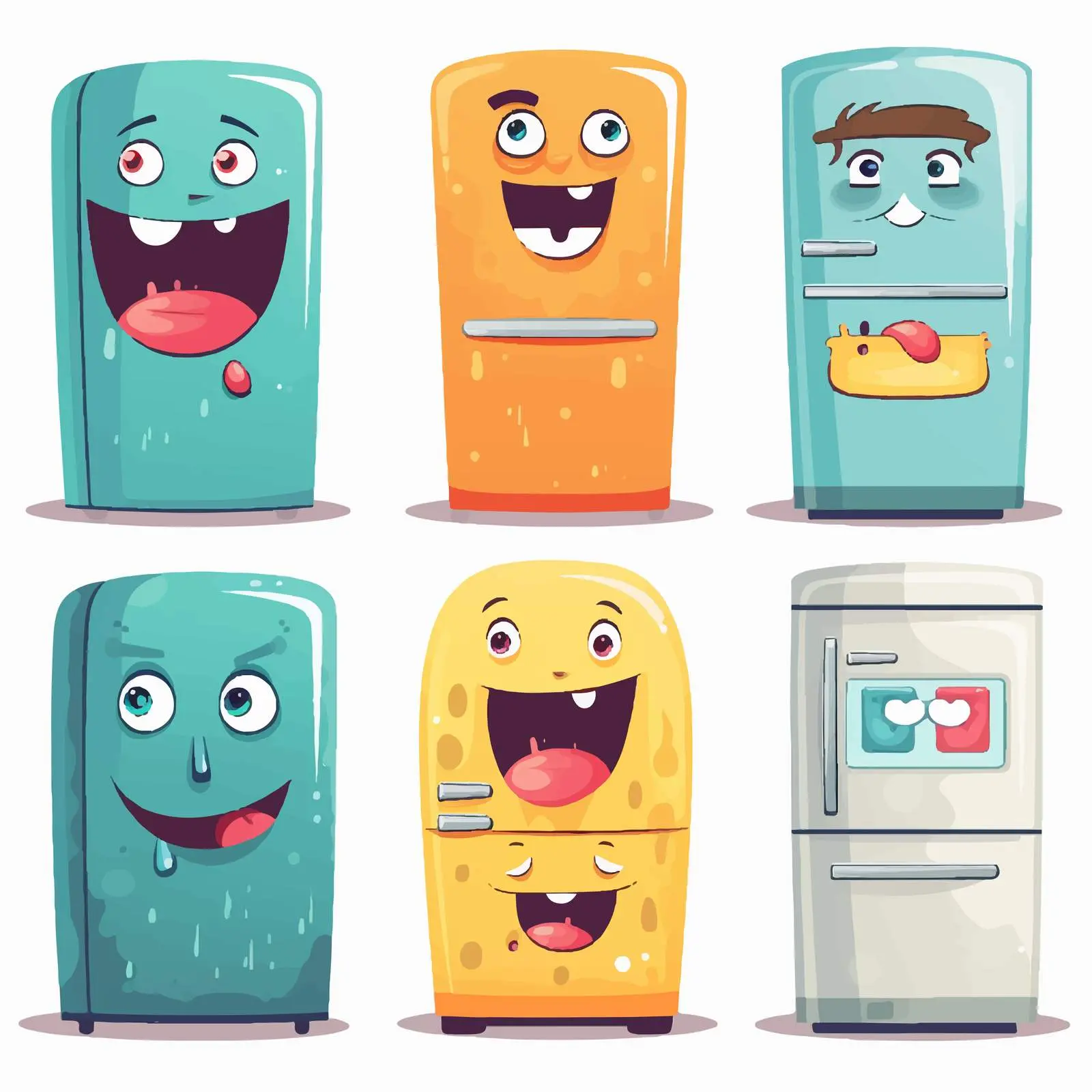 Expressive Cartoon Fridges with Unique Personalities — free download from Dotvec