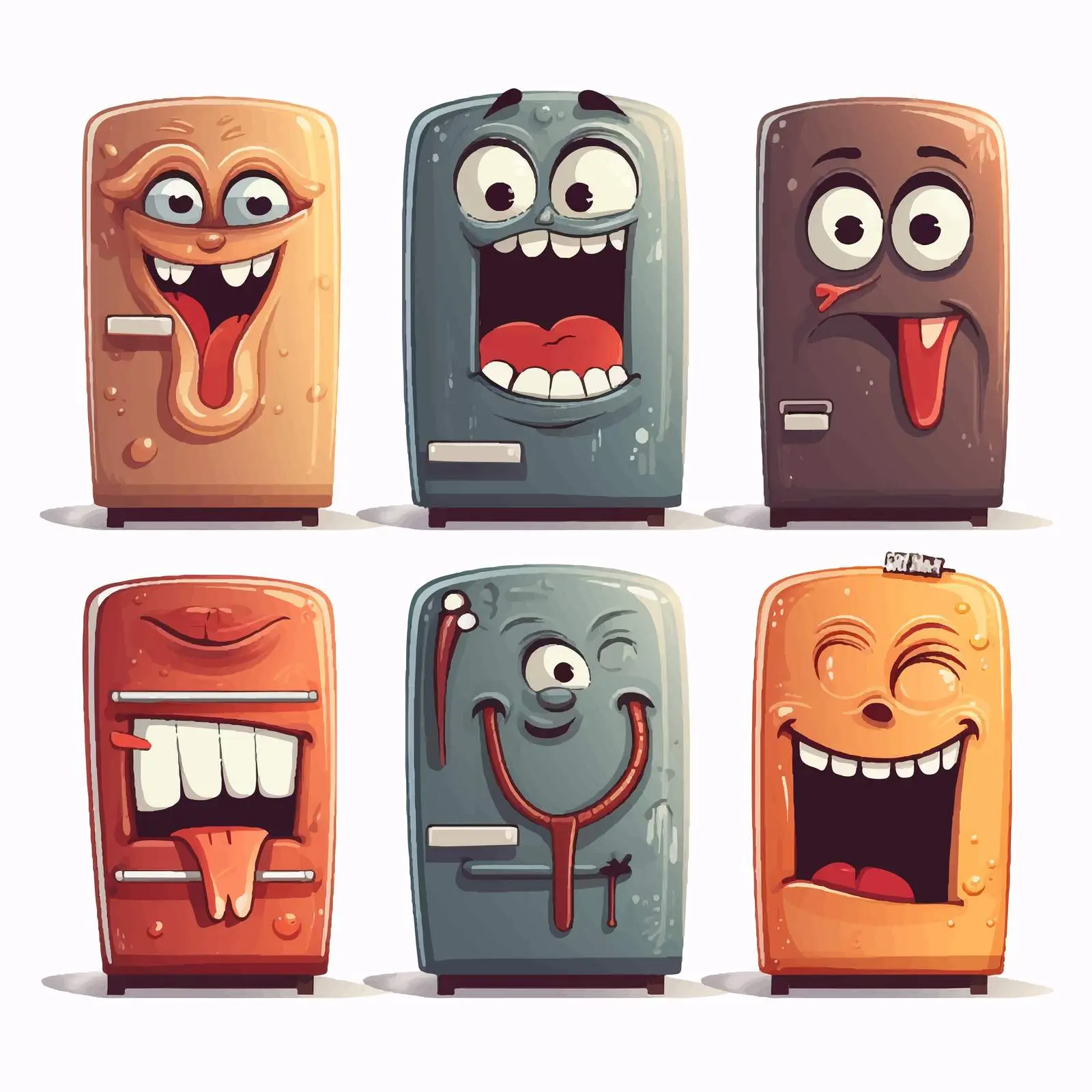 Expressive Cartoon Fridges with Unique Personalities — free download from Dotvec