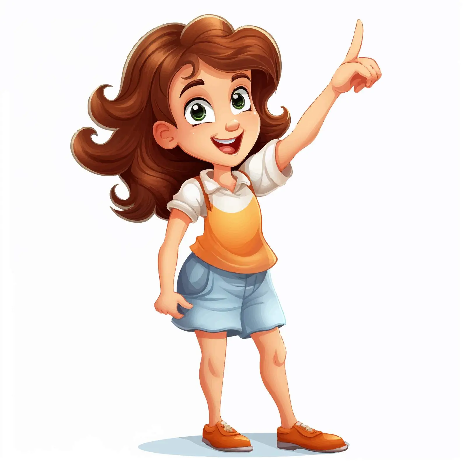Laughing Cartoon Girl Pointing Vector Illustration — free download from Dotvec