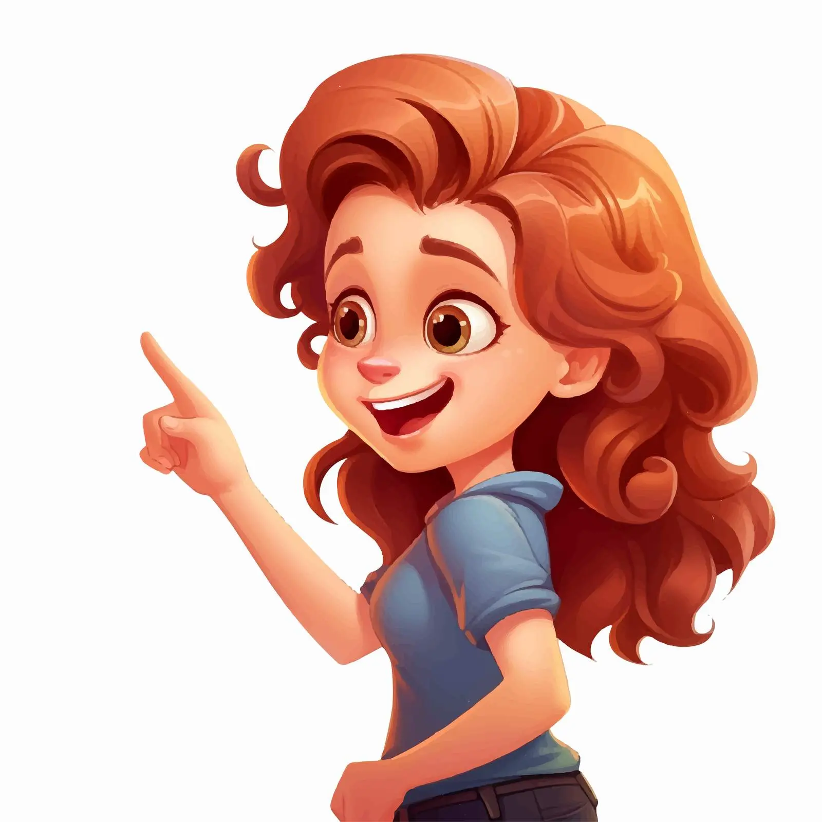 Laughing Cartoon Girl Pointing Vector Illustration — free download from Dotvec