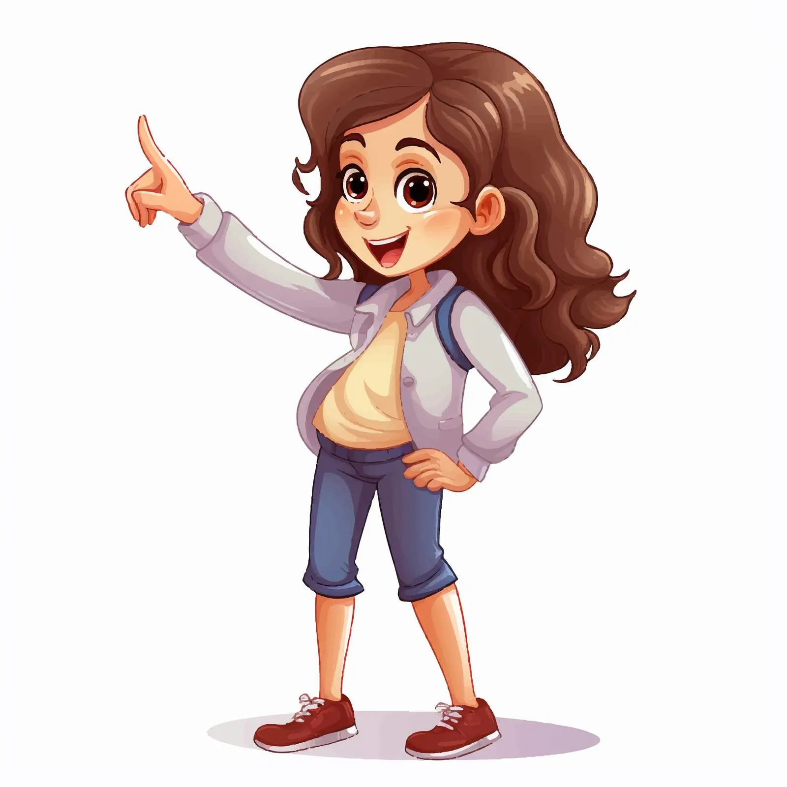 Laughing Cartoon Girl Pointing Vector Illustration — free download from Dotvec