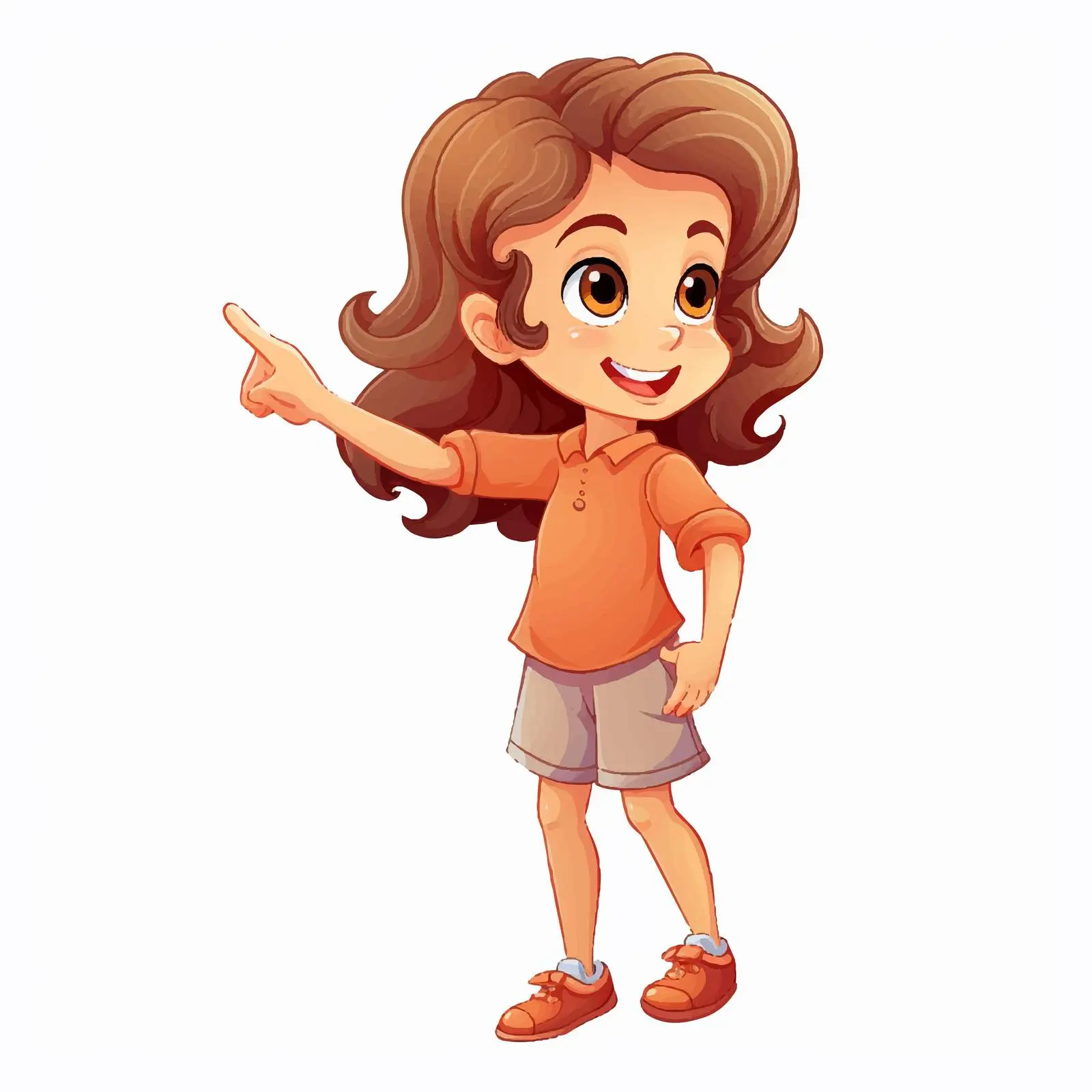 Laughing Cartoon Girl Pointing Vector Illustration — free download from Dotvec