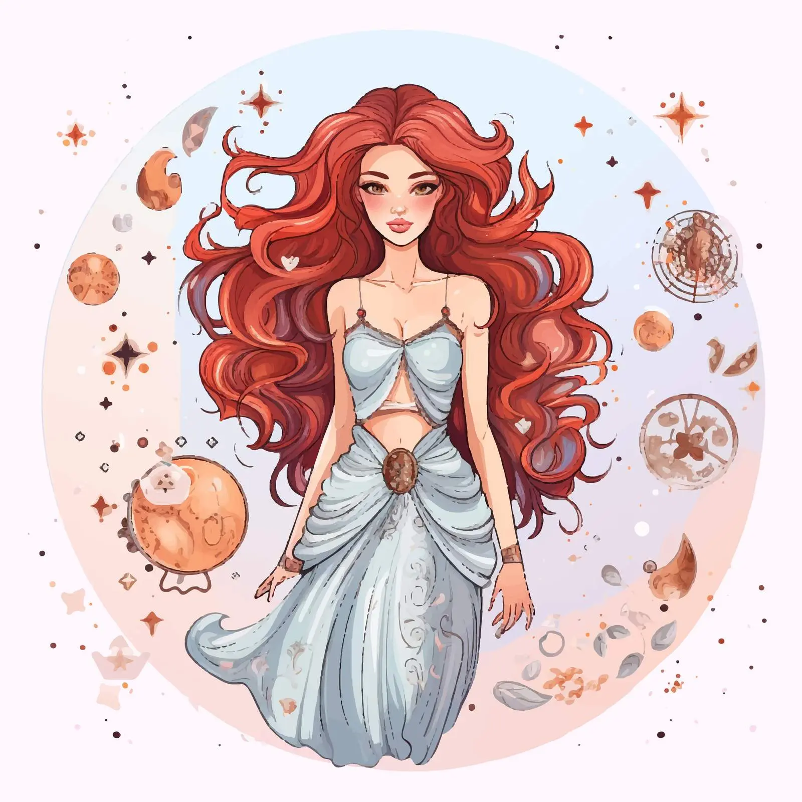 Virgo Cartoon Girl Zodiac Sign Illustration — free download from Dotvec