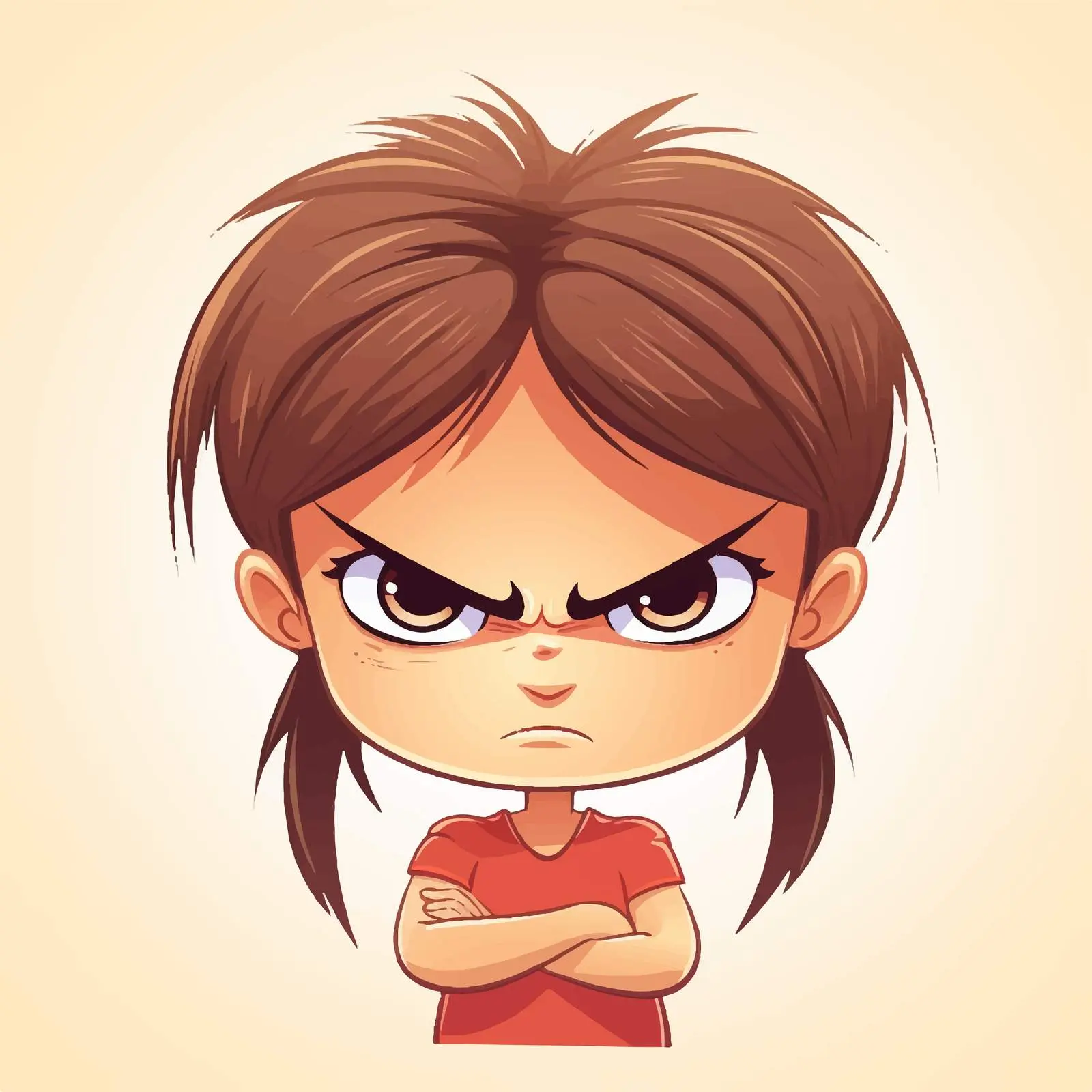 Cute Angry Cartoon Girl Vector Illustration — free download from Dotvec