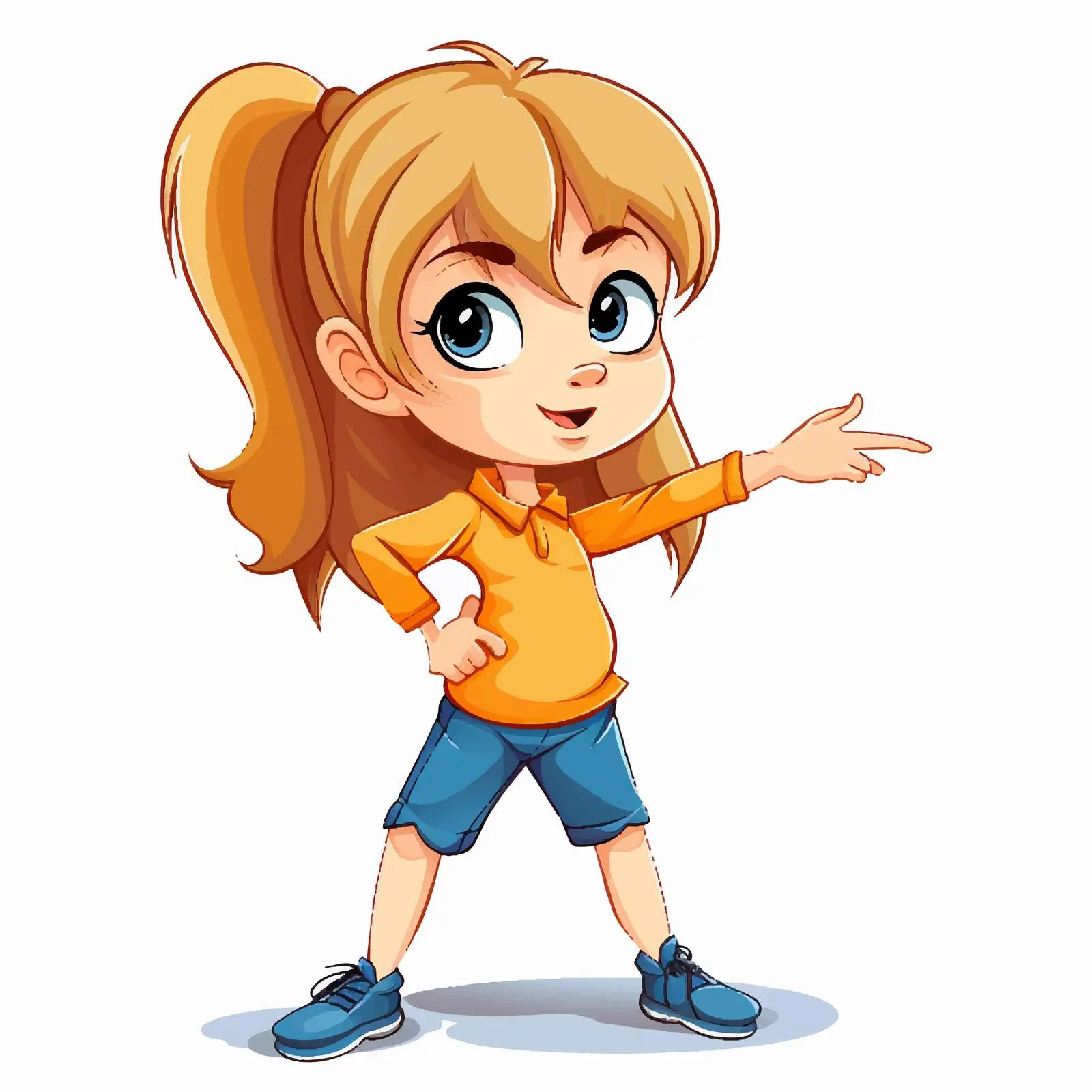 Cartoon Girl Pointing in Two Directions – free confusion image from Dotvec