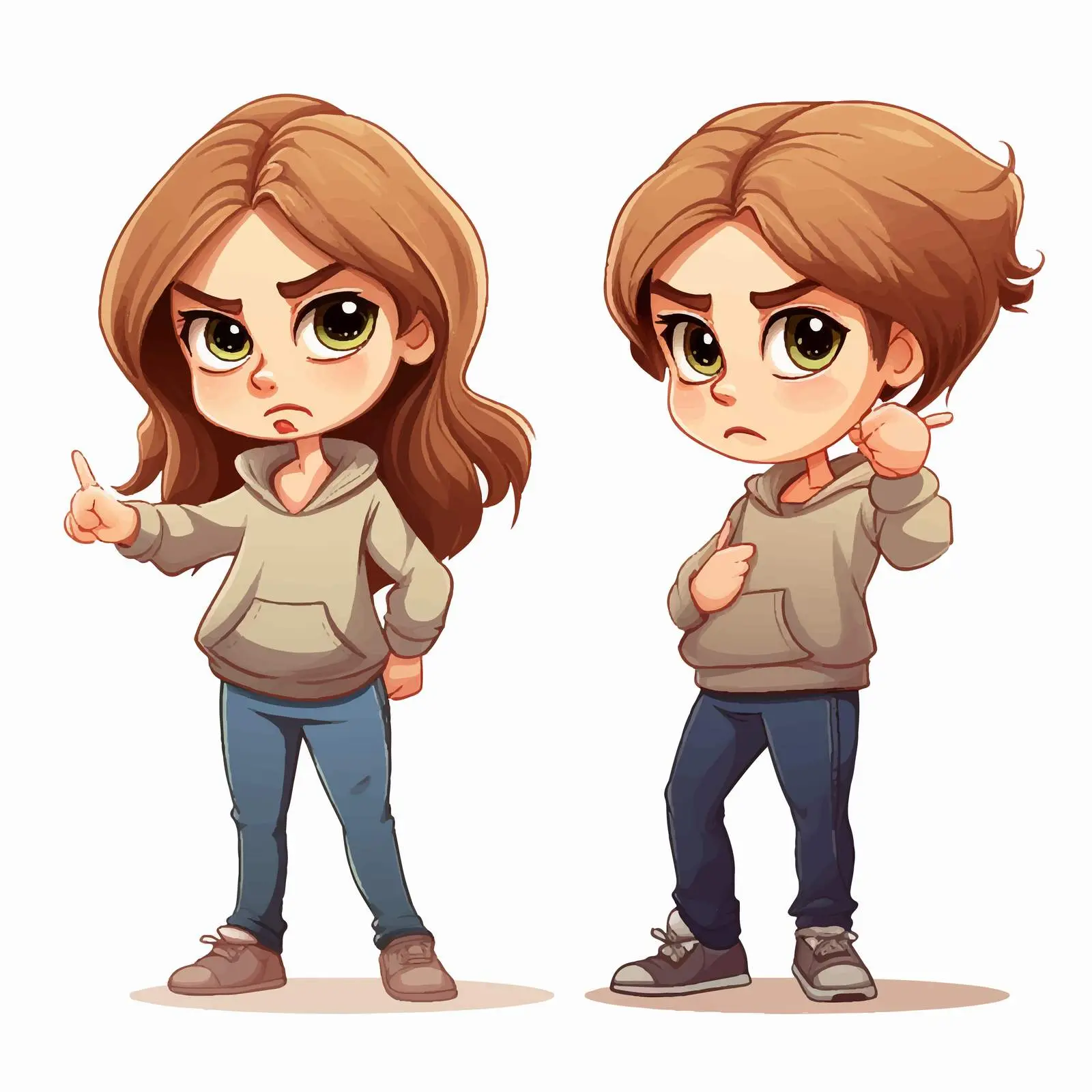 Cartoon Girl Pointing in Different Directions – free confusion image from Dotvec