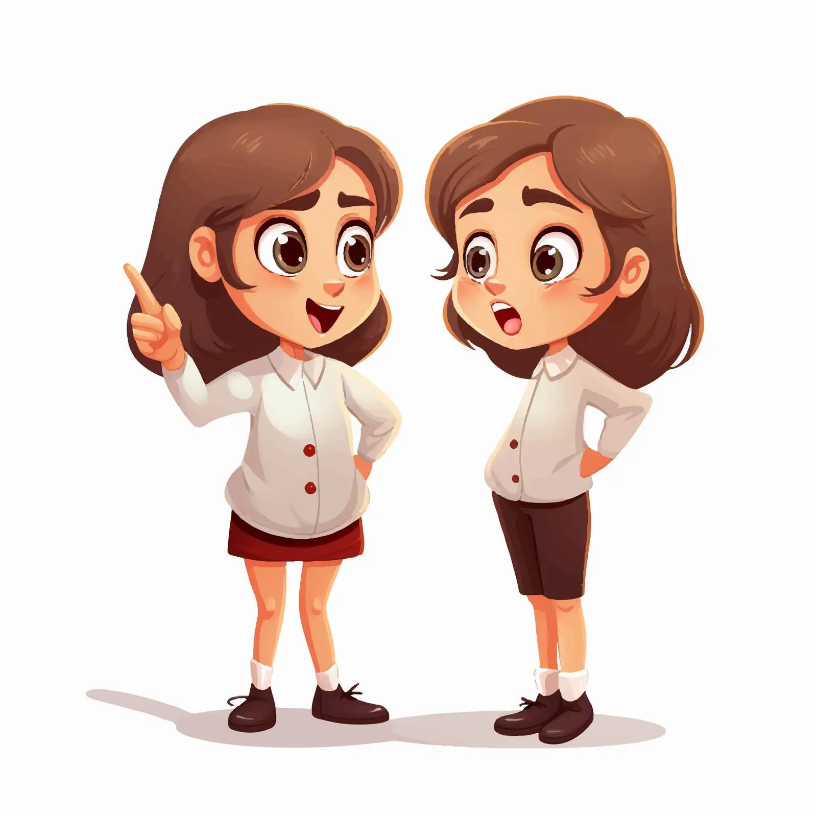 Cartoon Girl Pointing in Two Directions – free confusion image from Dotvec