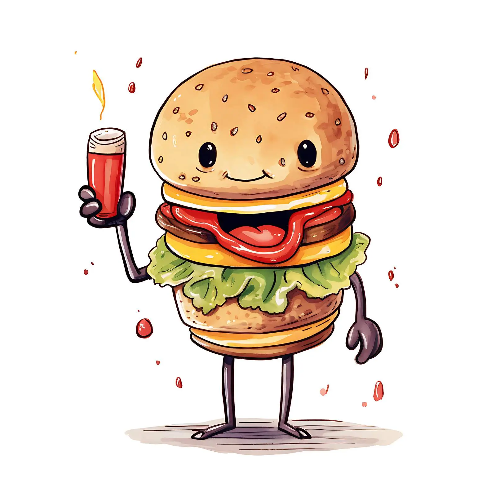 Funny Cartoon Hamburger Taking a Selfie – free cartoon image from Dotvec