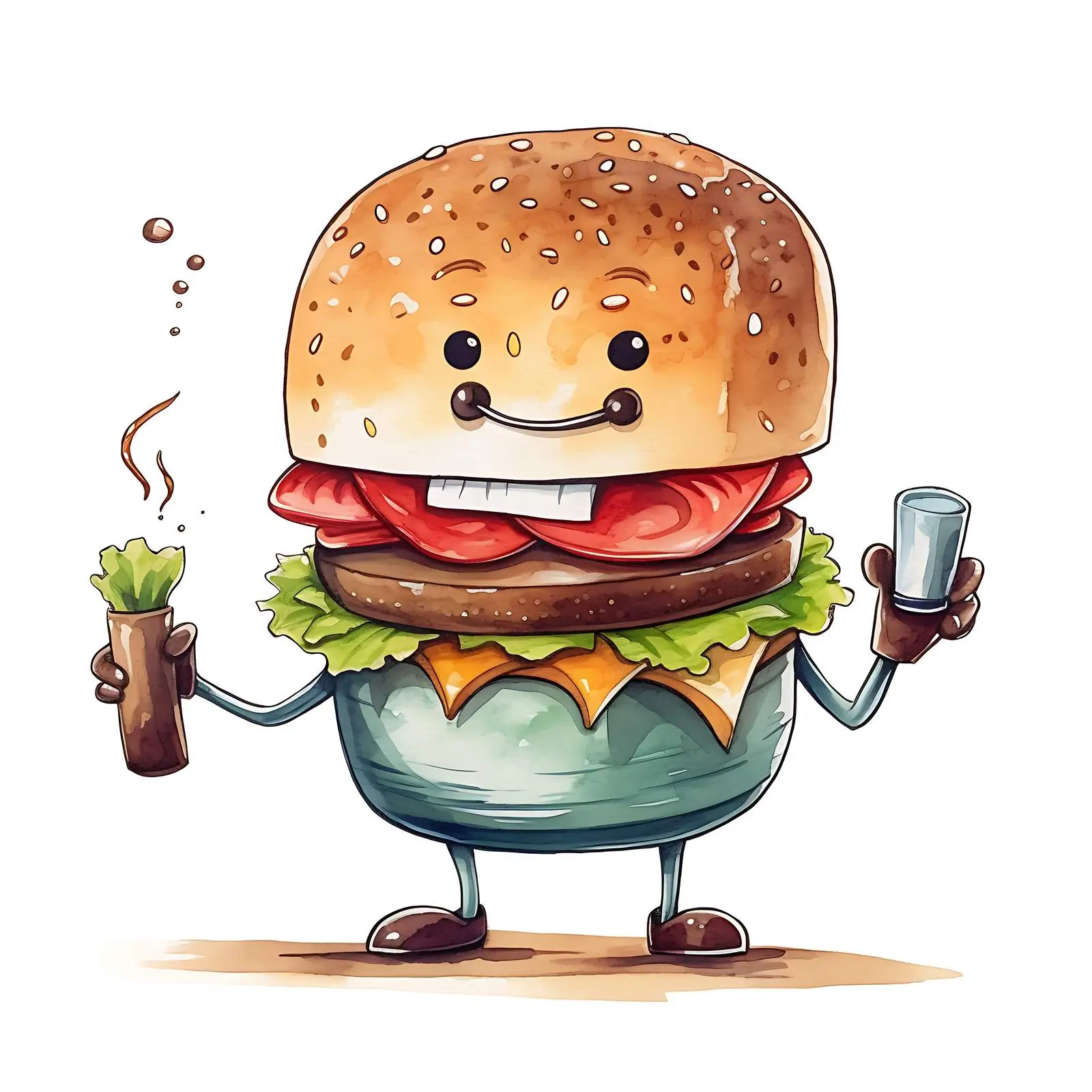 Funny Cartoon Hamburger Taking a Selfie – free cheese image from Dotvec