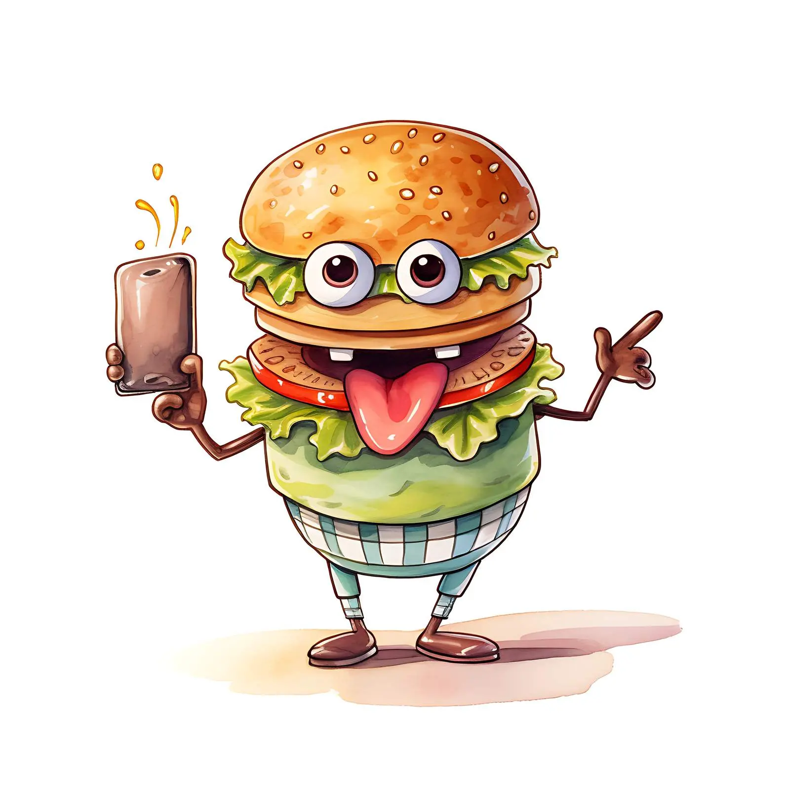 Funny Cartoon Hamburger with Selfie Camera – free cheese image from Dotvec