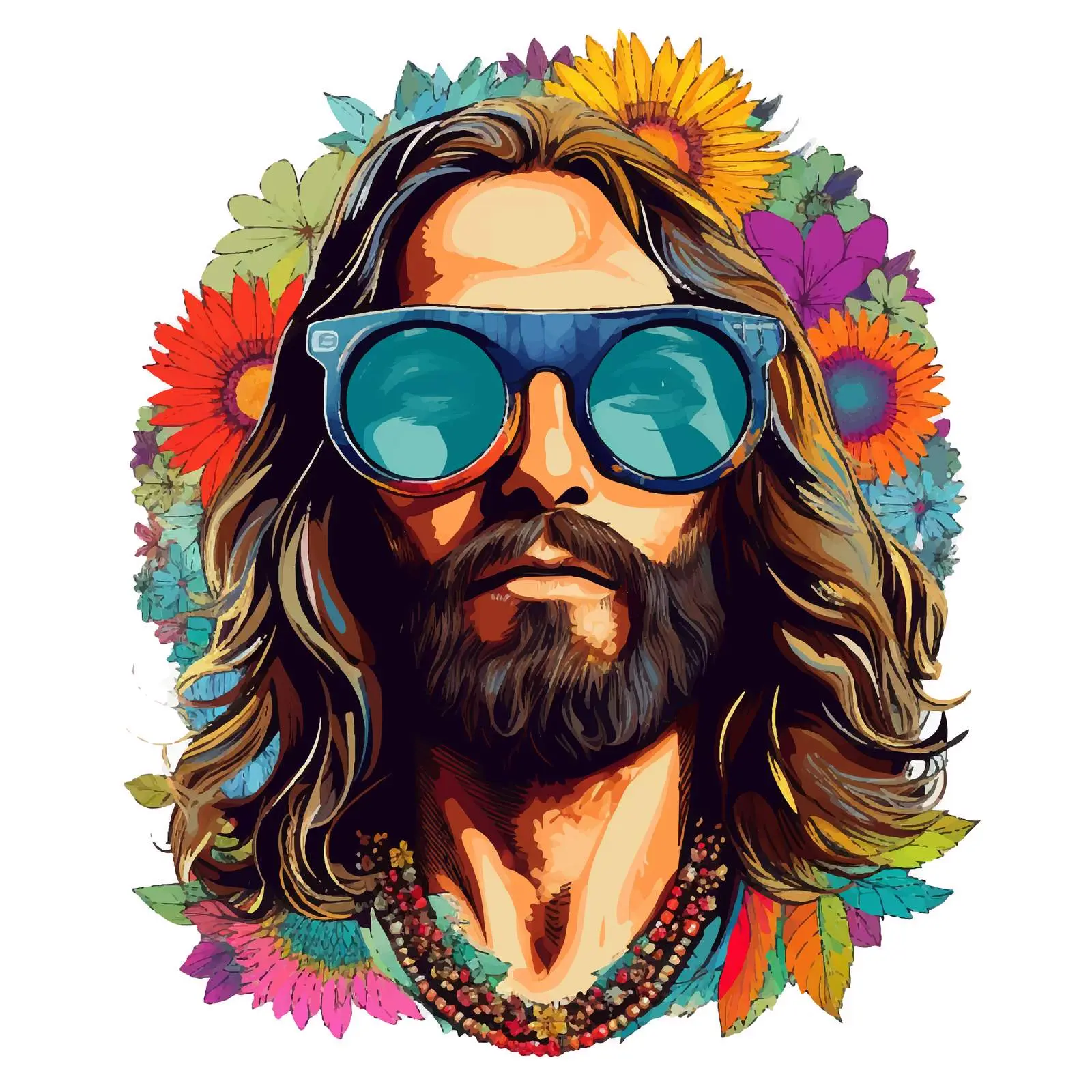 Colorful Cartoon Hippie with Round Glasses — free download from Dotvec