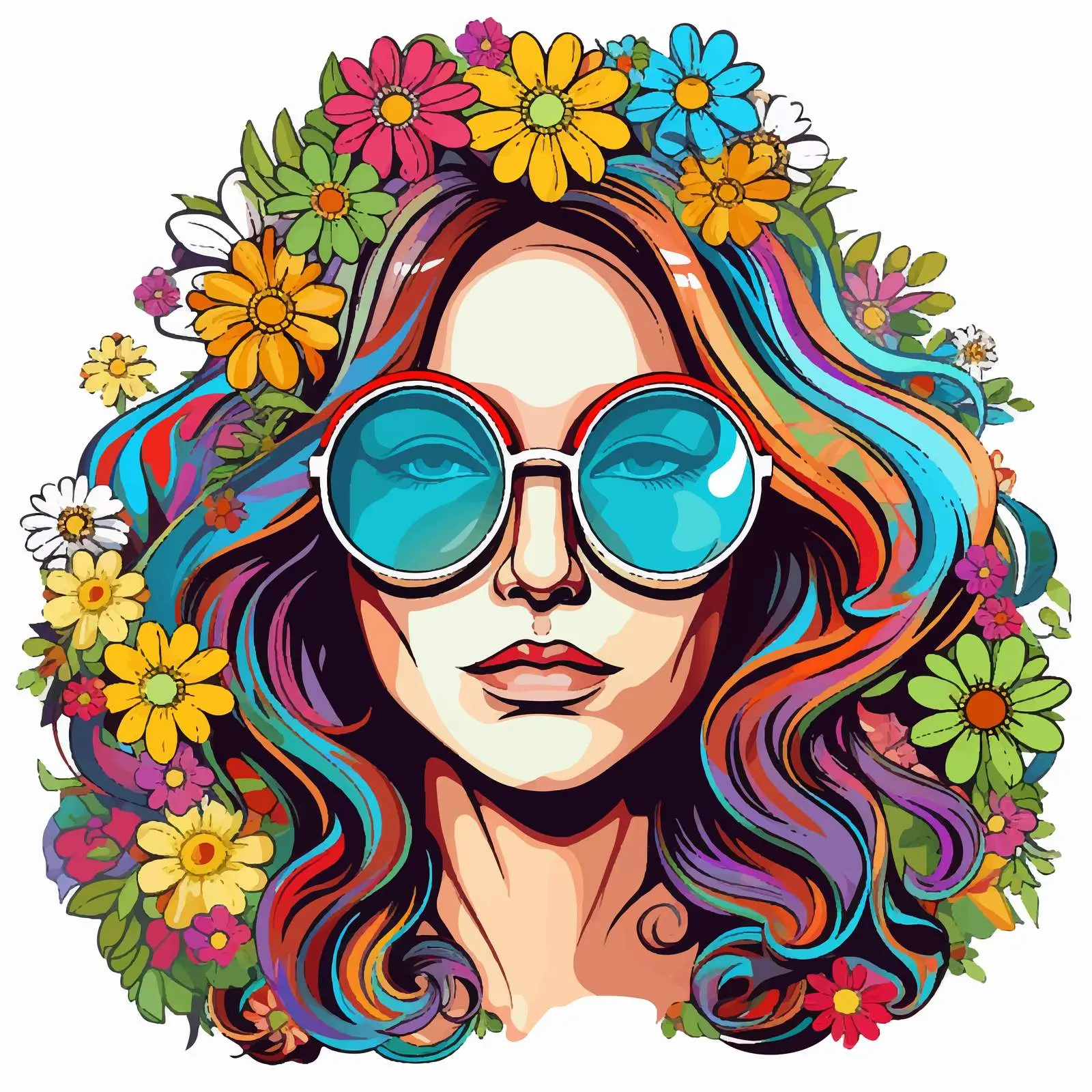 Colorful Hippie Character Vector Design — free download from Dotvec