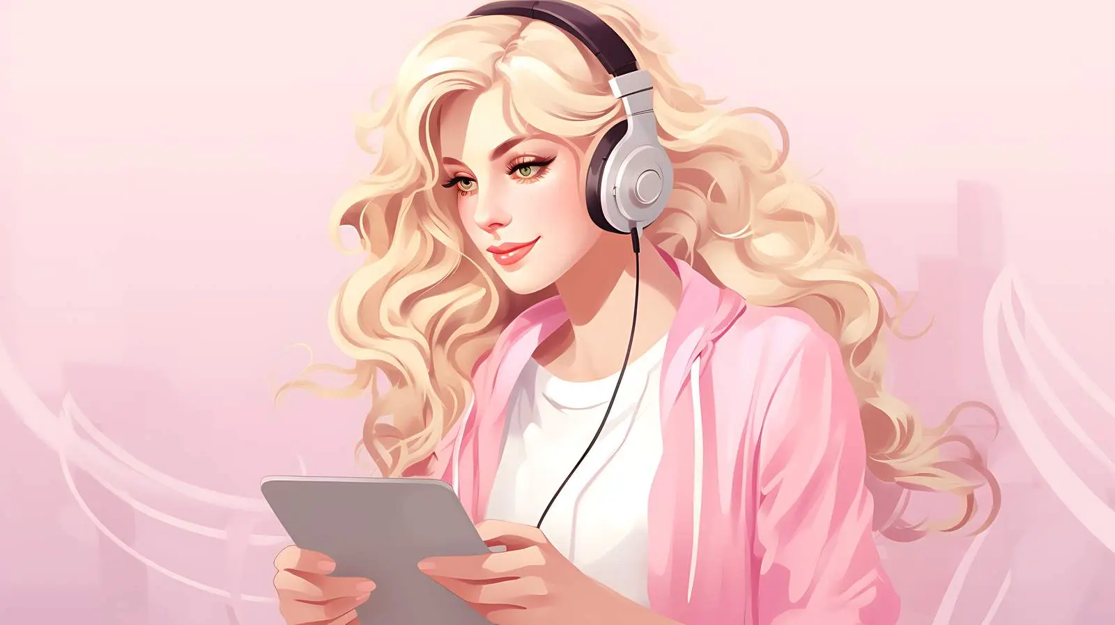 Blonde Woman Pink Blouse Cartoon Illustration — free download from Dotvec