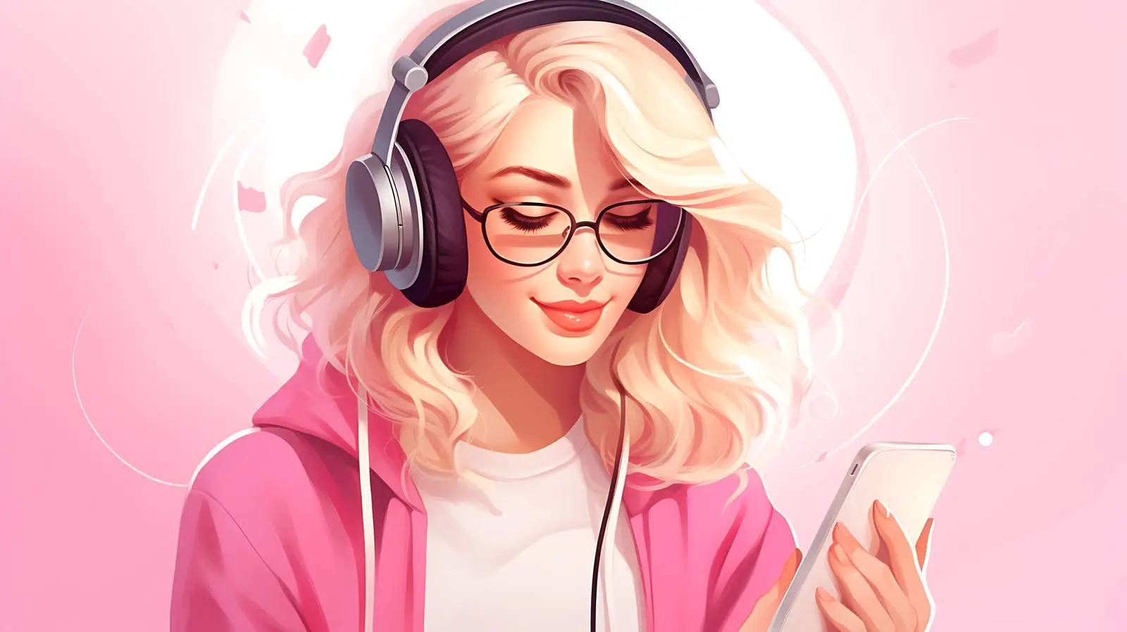 Blonde Woman Pink Blouse Cartoon Illustration — free download from Dotvec