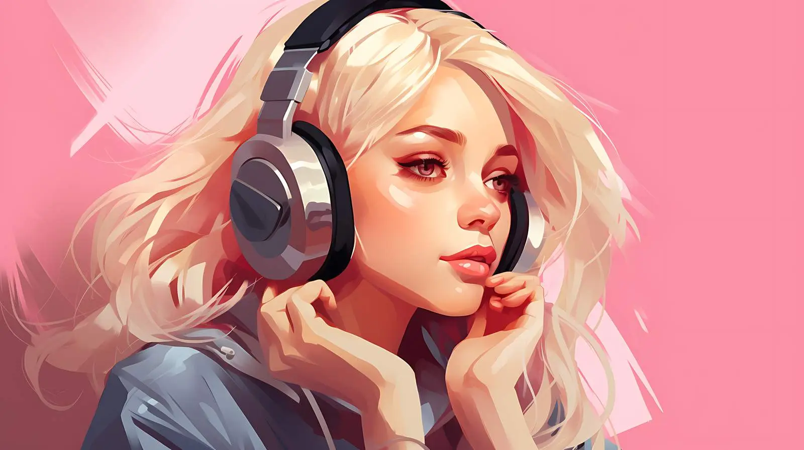Blonde Woman Pink Blouse Cartoon Illustration — free download from Dotvec