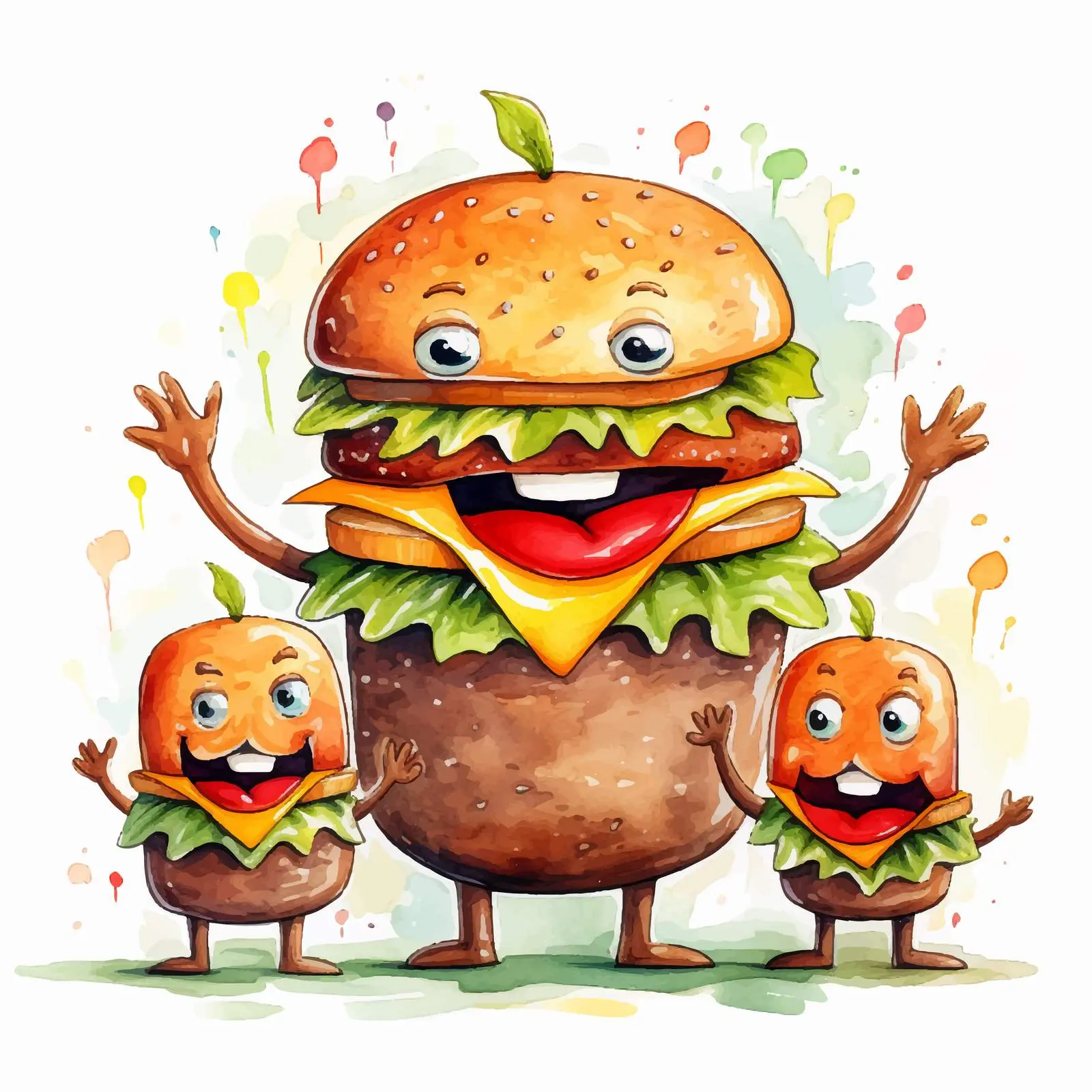 Joyful Hamburger Family Illustration — free download from Dotvec