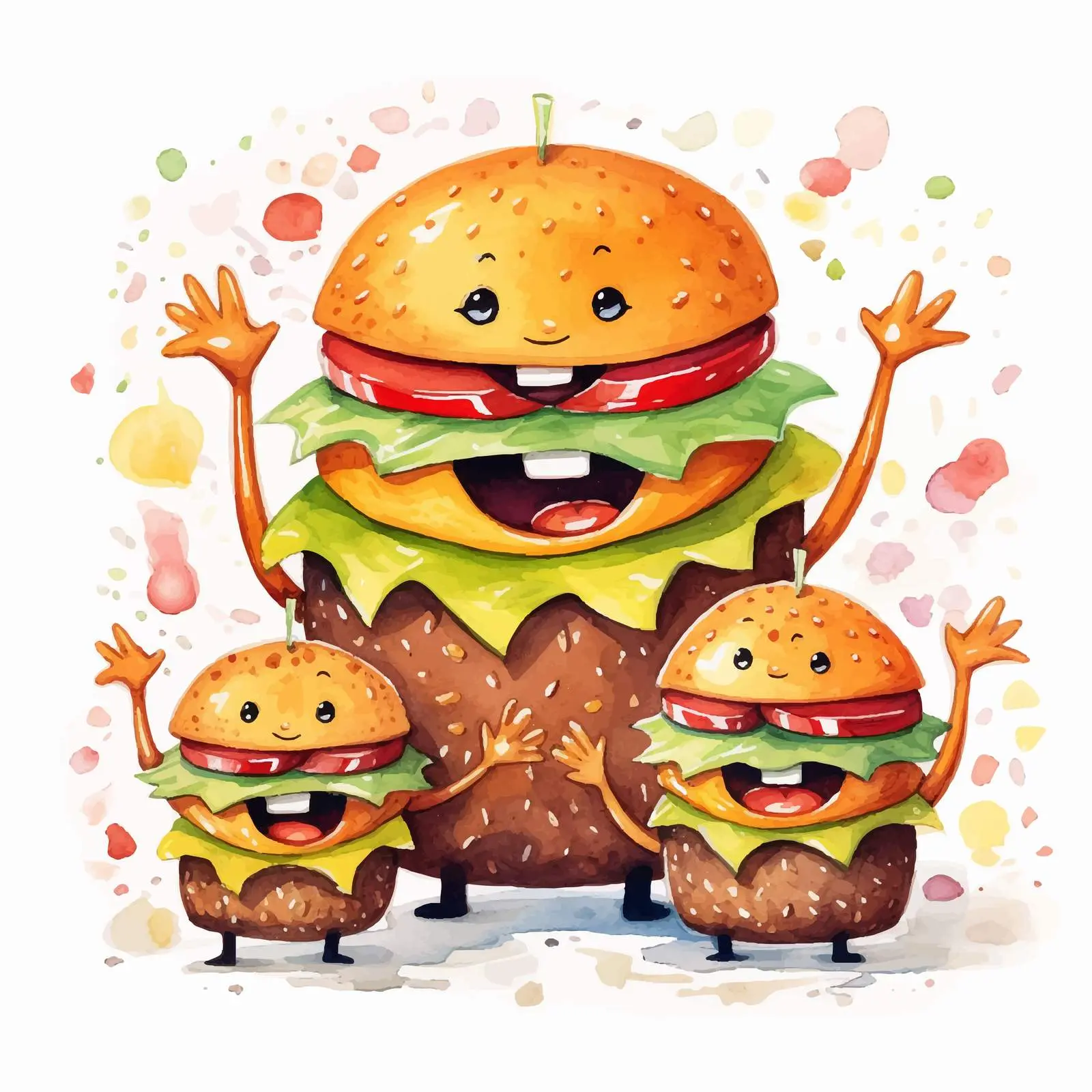 Joyful Hamburger Family Vector Illustration — free download from Dotvec