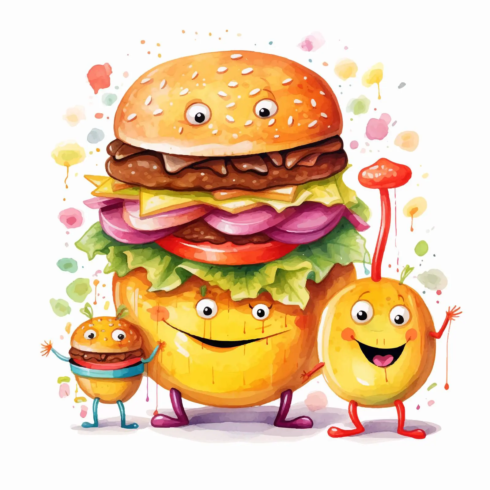 Joyful Hamburger Family Vector Illustration — free download from Dotvec