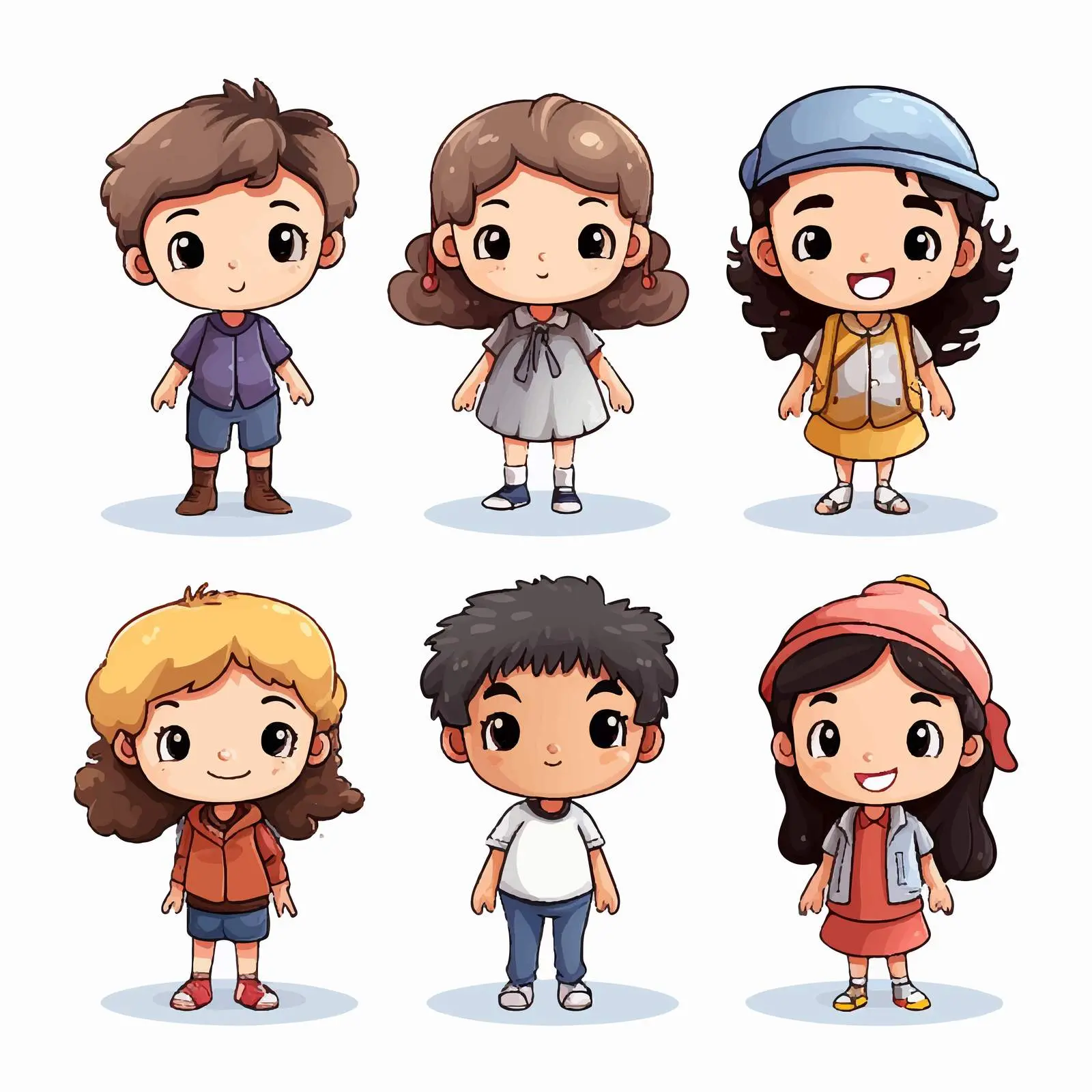 Doodle Style Cartoon Kids Characters for Animation — free download from Dotvec