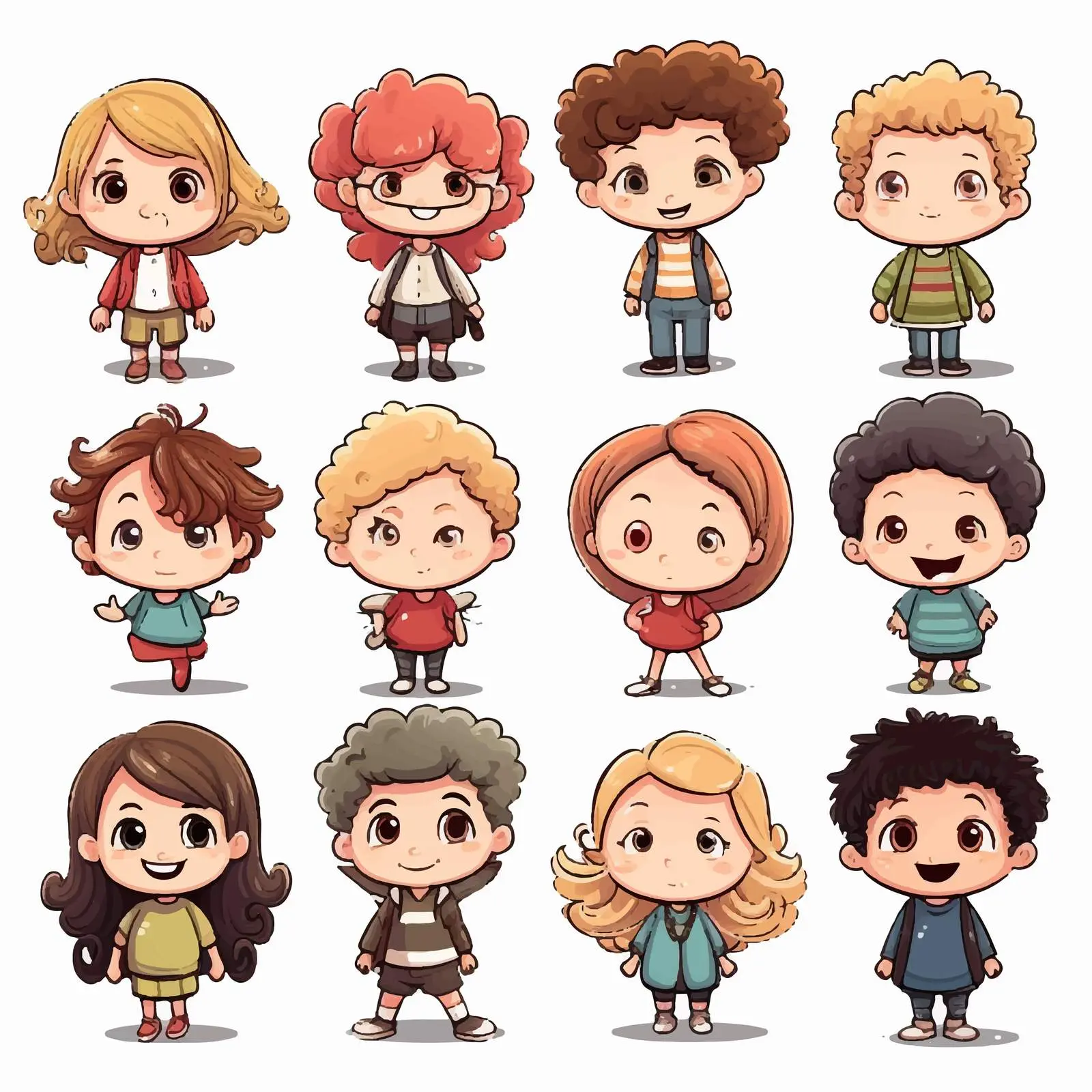 Doodle Style Cartoon Kids Characters for Animation – free vector creativity image from Dotvec