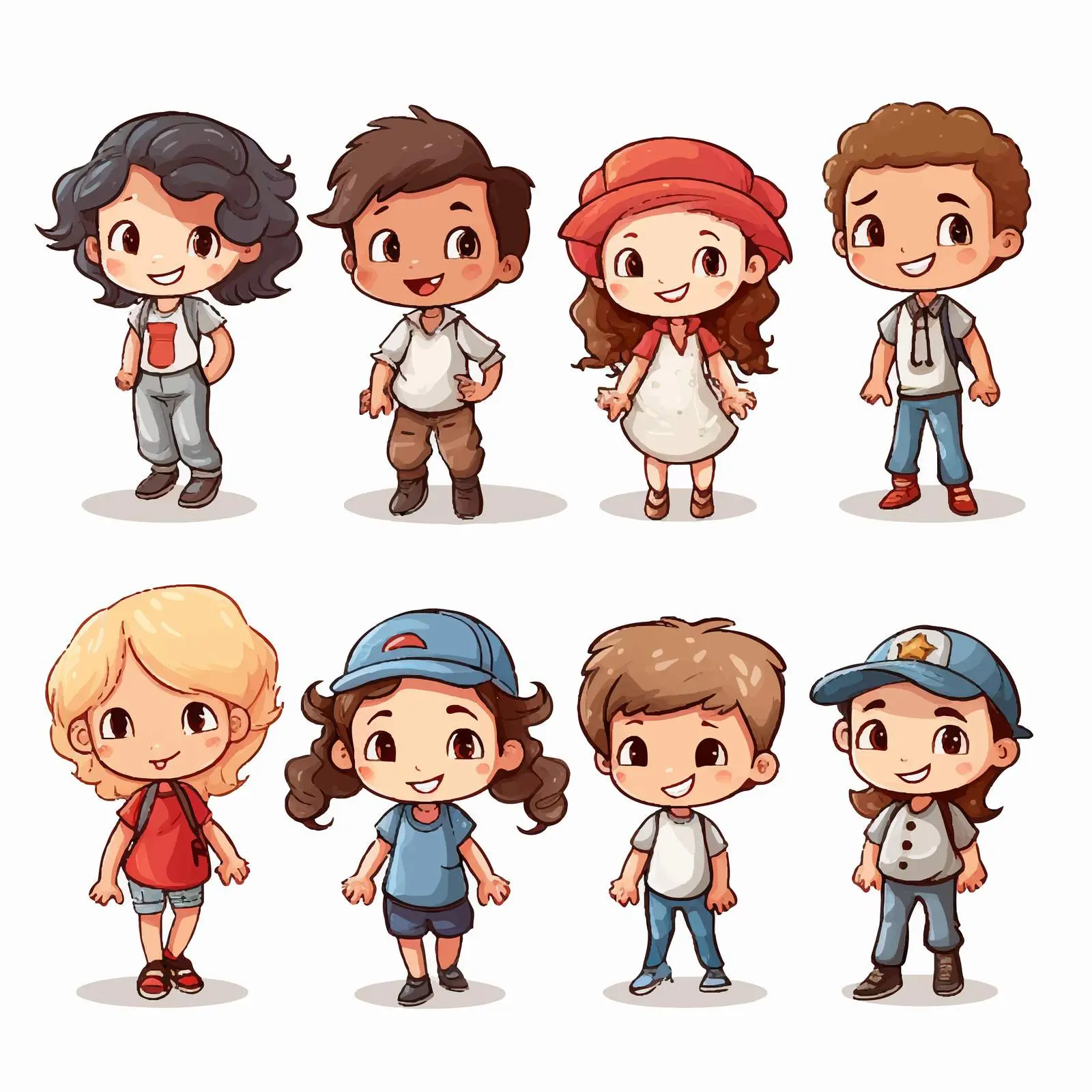 Doodle Style Cartoon Kids Characters for Animation — free download from Dotvec