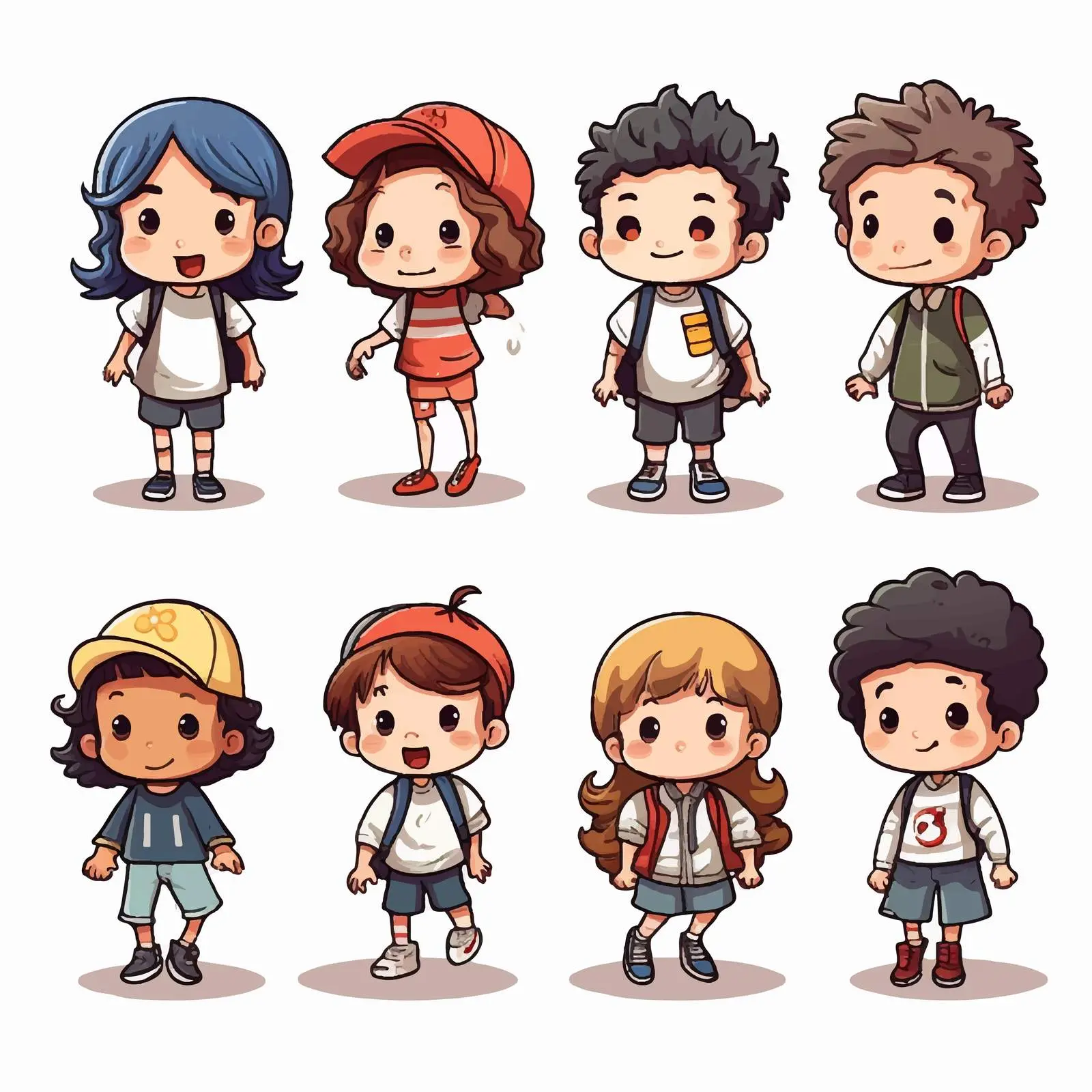 Doodle Cartoon Kids Characters for Animation Design — free download from Dotvec
