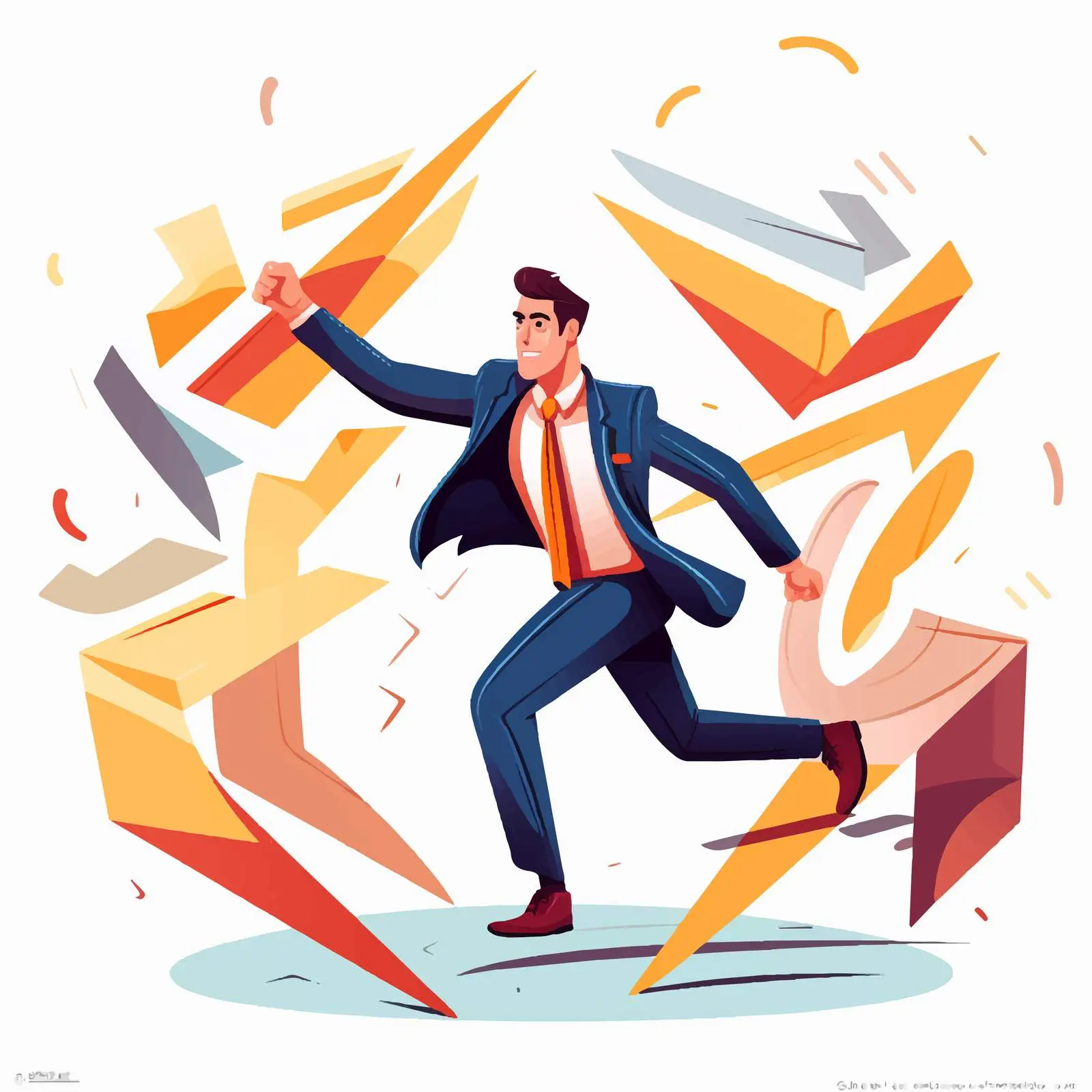 Male Businessman Running on Direction Arrows — free download from Dotvec