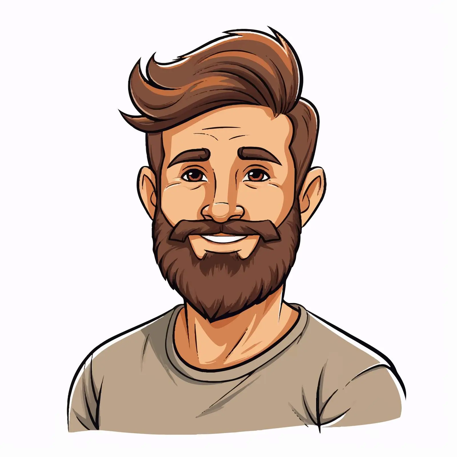 Cartoon Man with Beard and Brown Hair Vector — free download from Dotvec