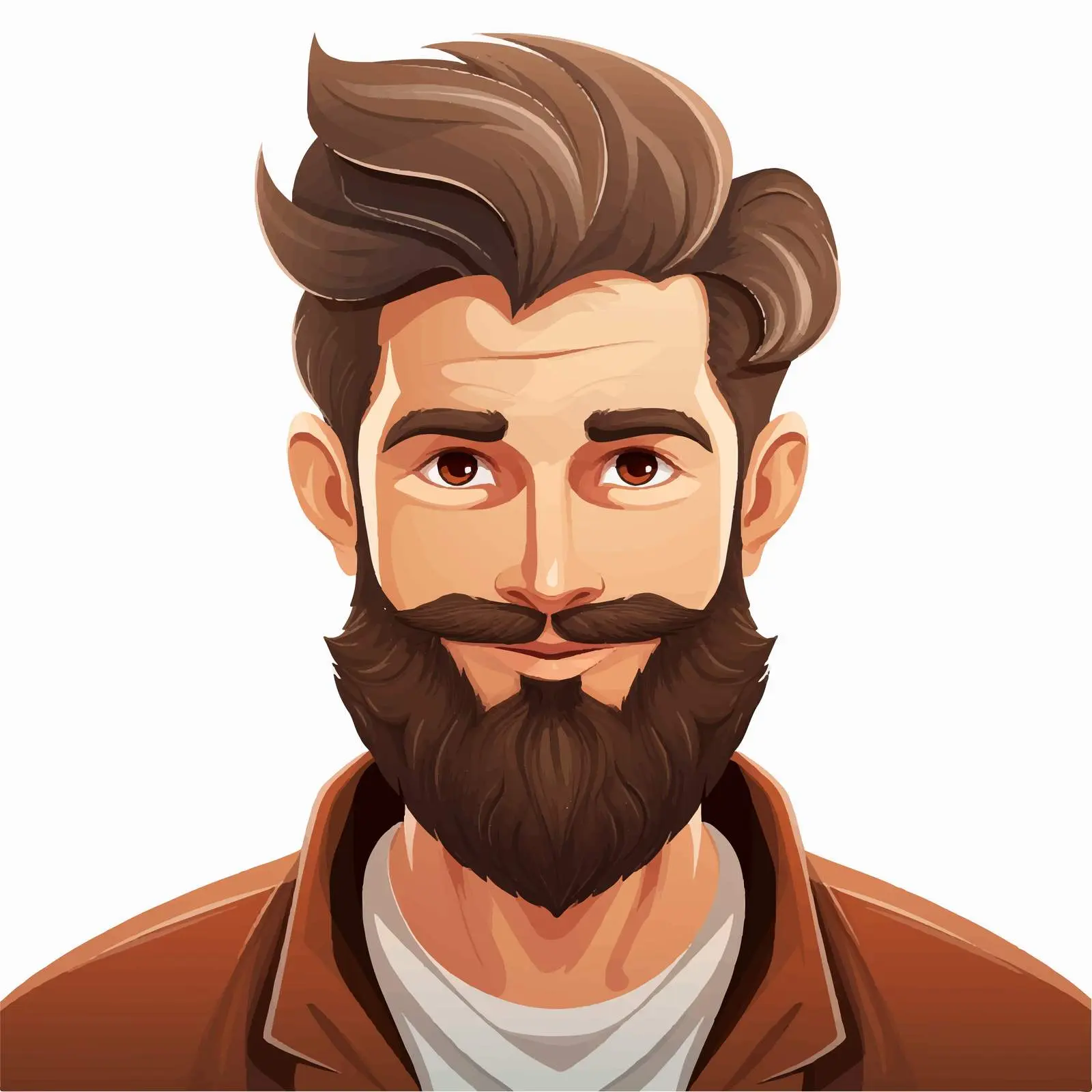 Cartoon Man with Beard and Brown Hair Vector — free download from Dotvec