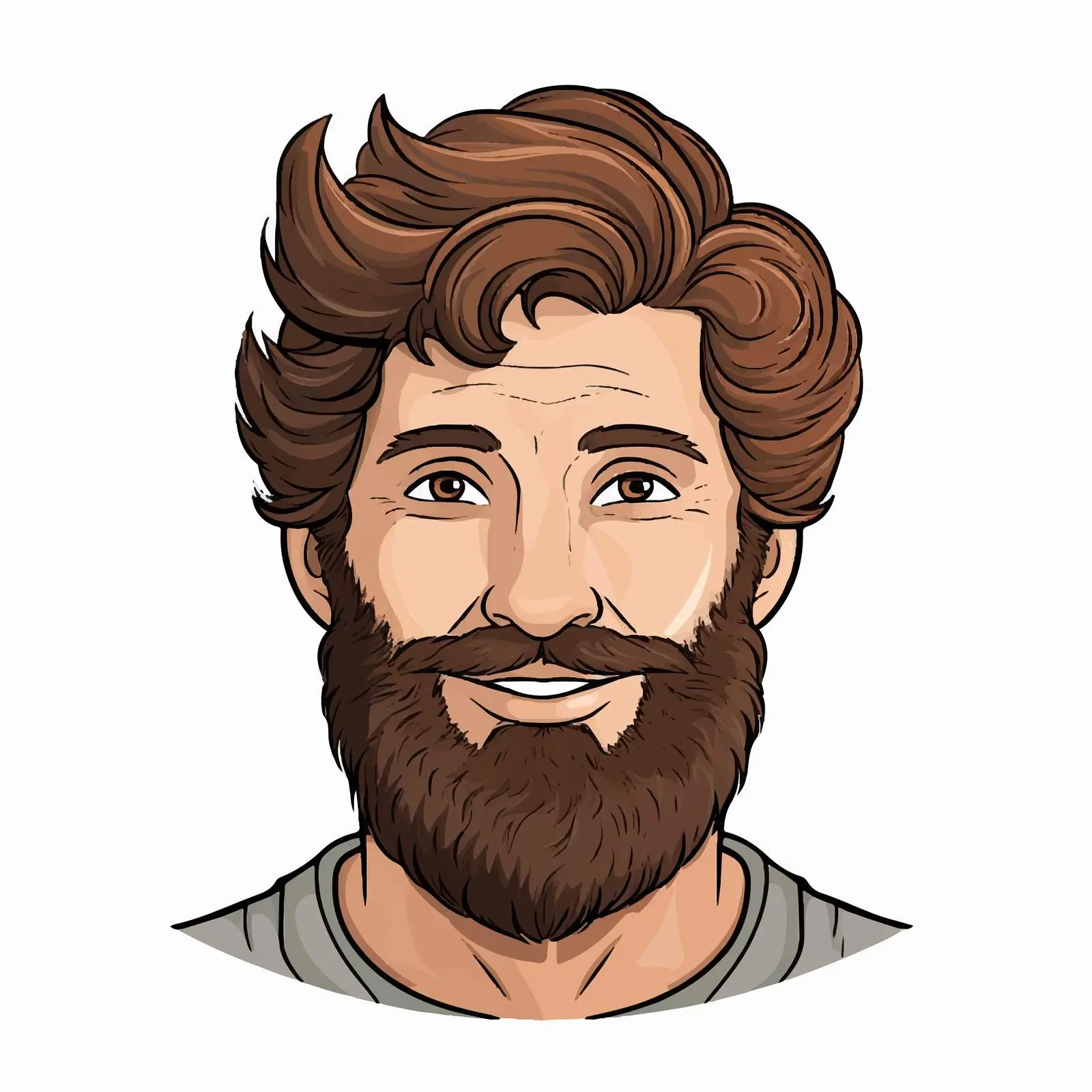 Cartoon Man with Beard and Brown Hair Vector — free download from Dotvec