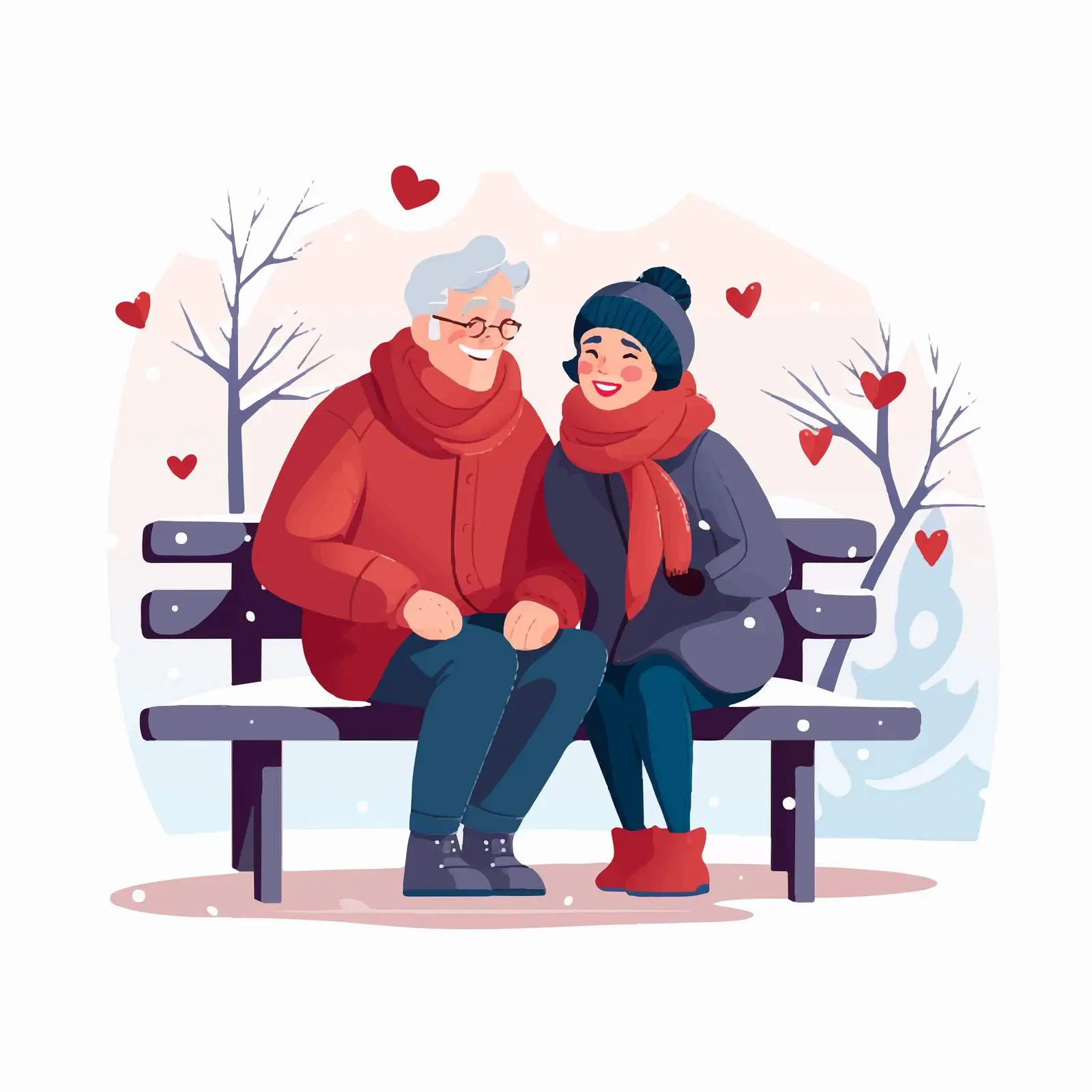 Mature Couple Sitting on Bench in Winter Park — free download from Dotvec