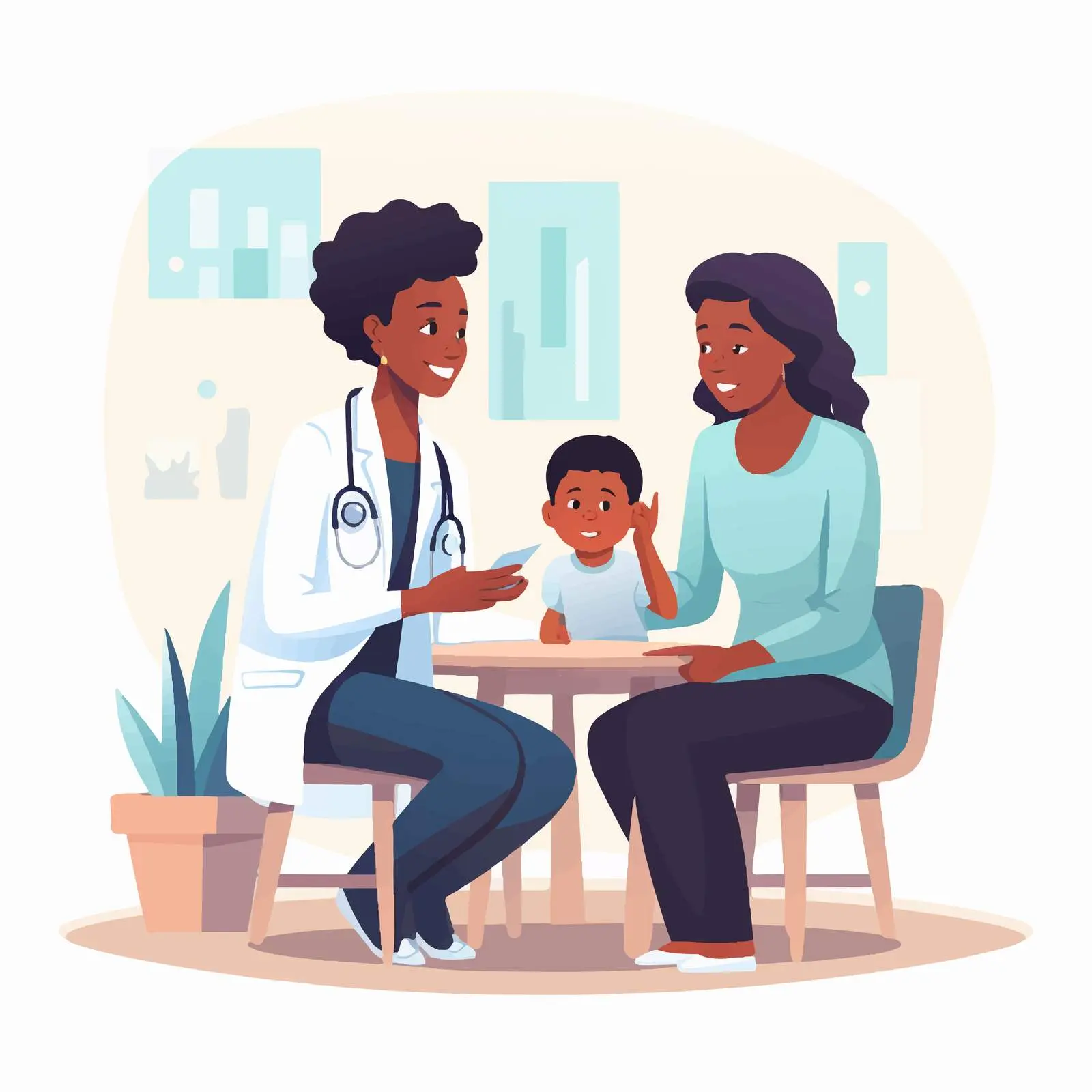 Mother and Child Therapy Visit Vector Illustration — free download from Dotvec