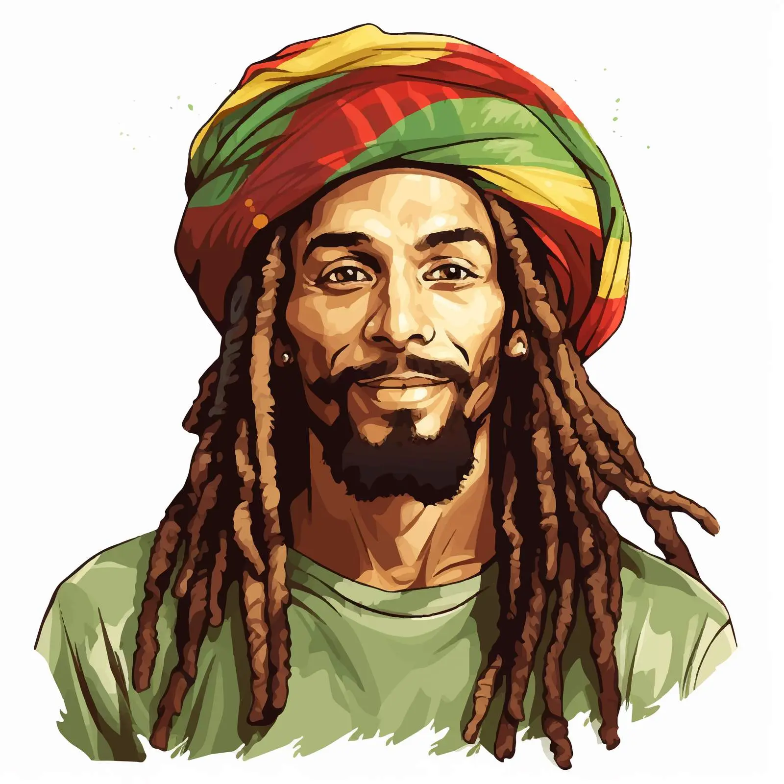 Rastafarian Man Cartoon with Dreadlocks — free download from Dotvec