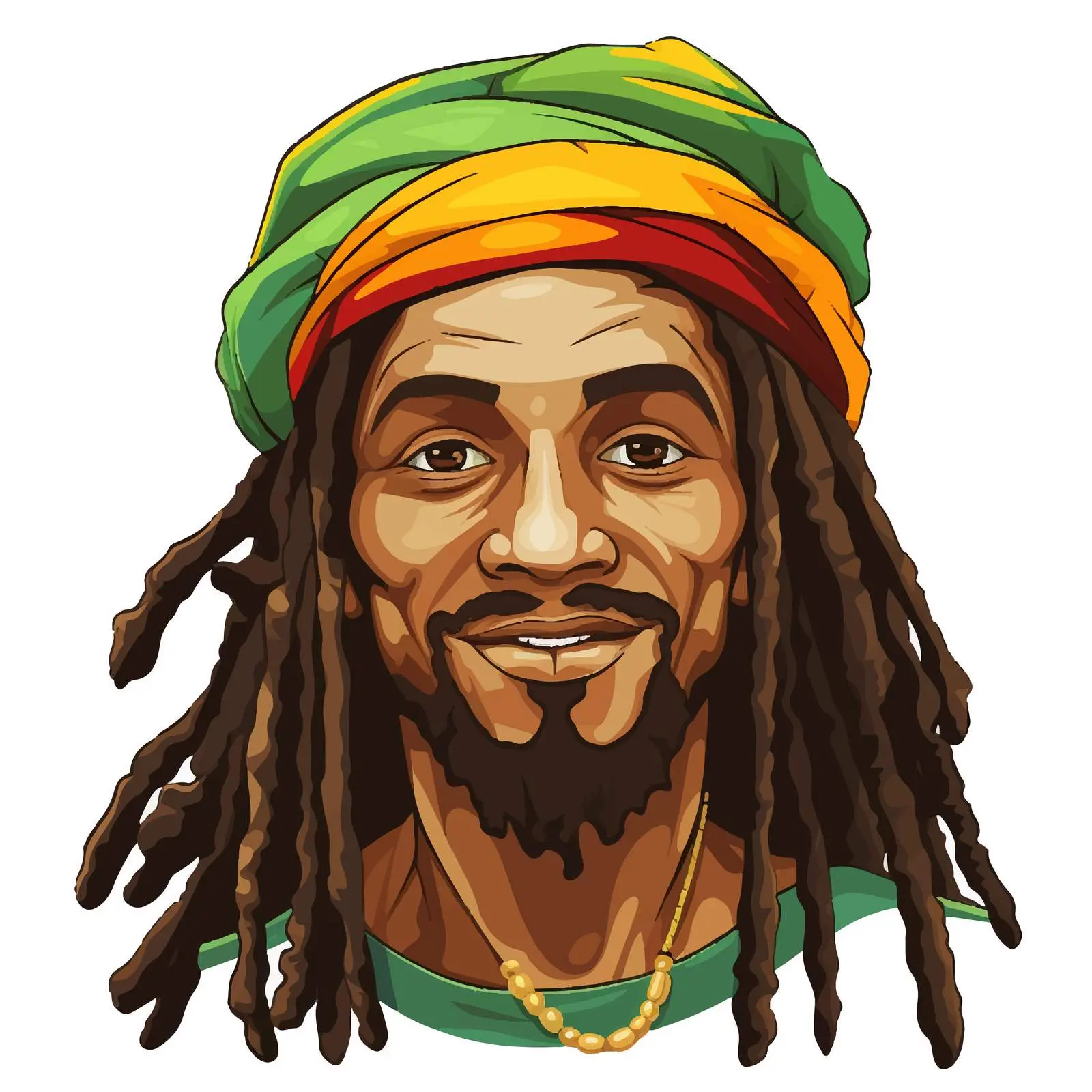 Rastafarian Man Cartoon with Dreadlocks — free download from Dotvec