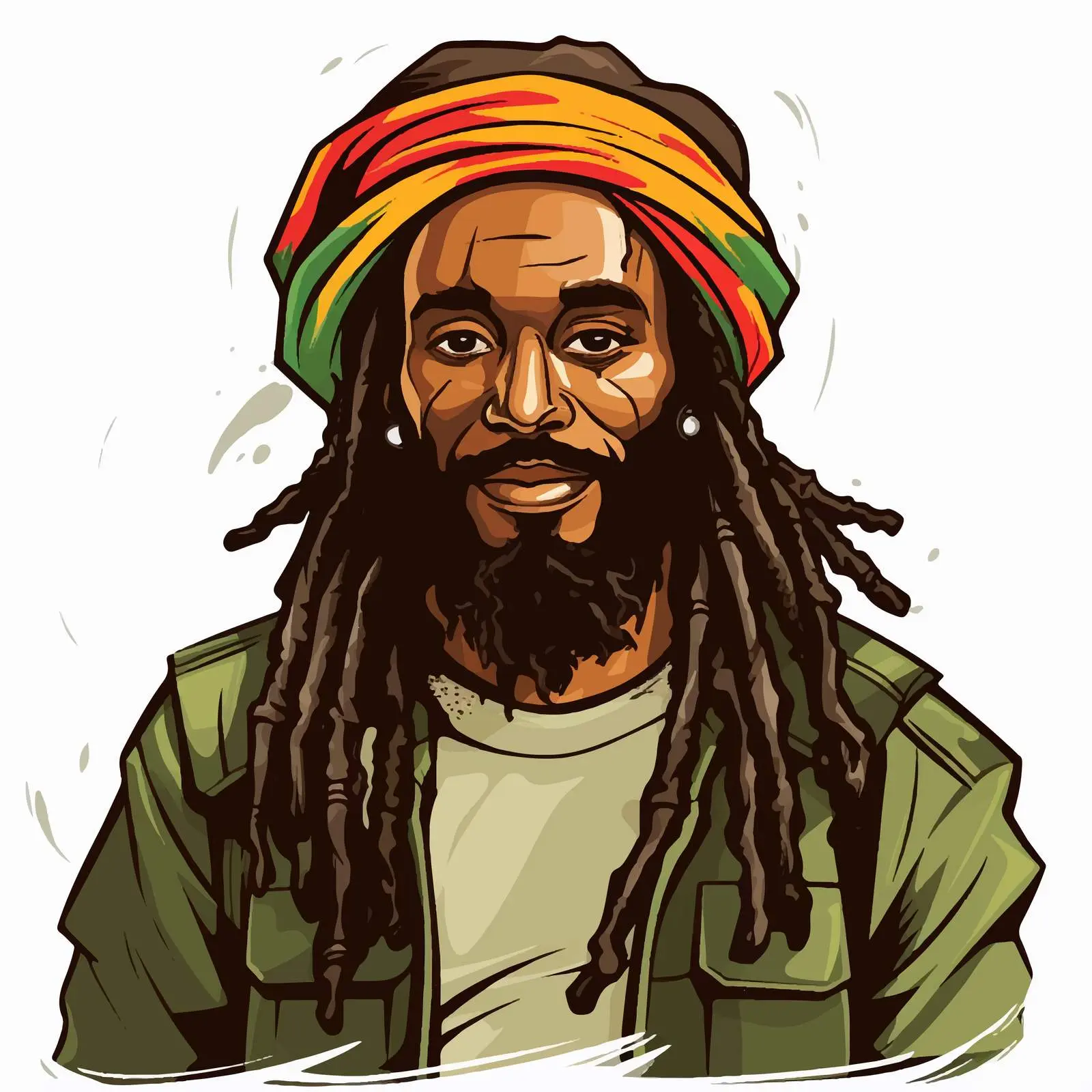 Rastafarian Man Cartoon with Dreadlocks — free download from Dotvec