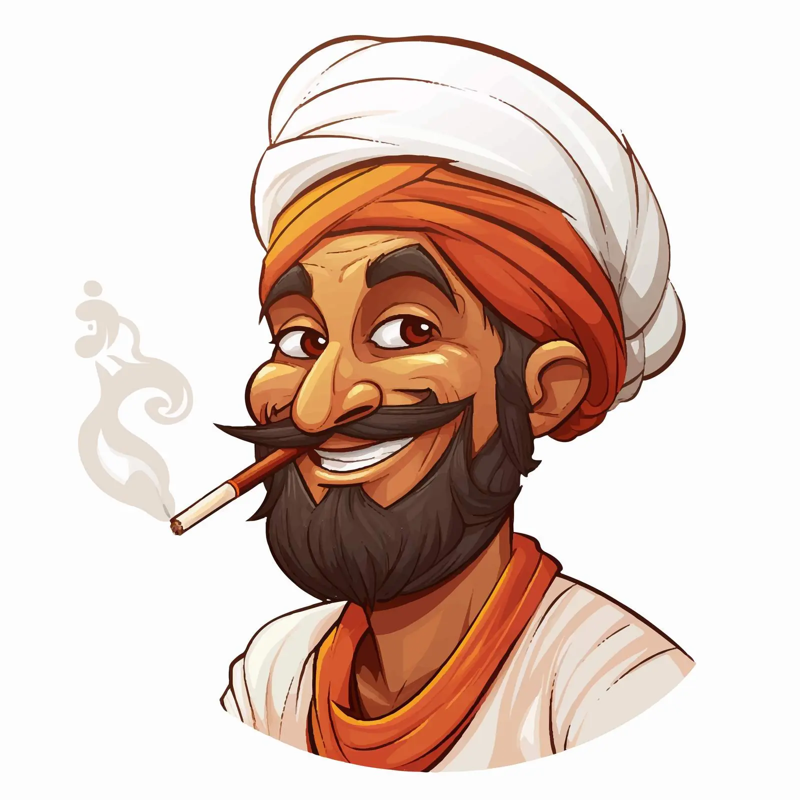 Smiling Figure with Turban Smoking Vector Art — free download from Dotvec