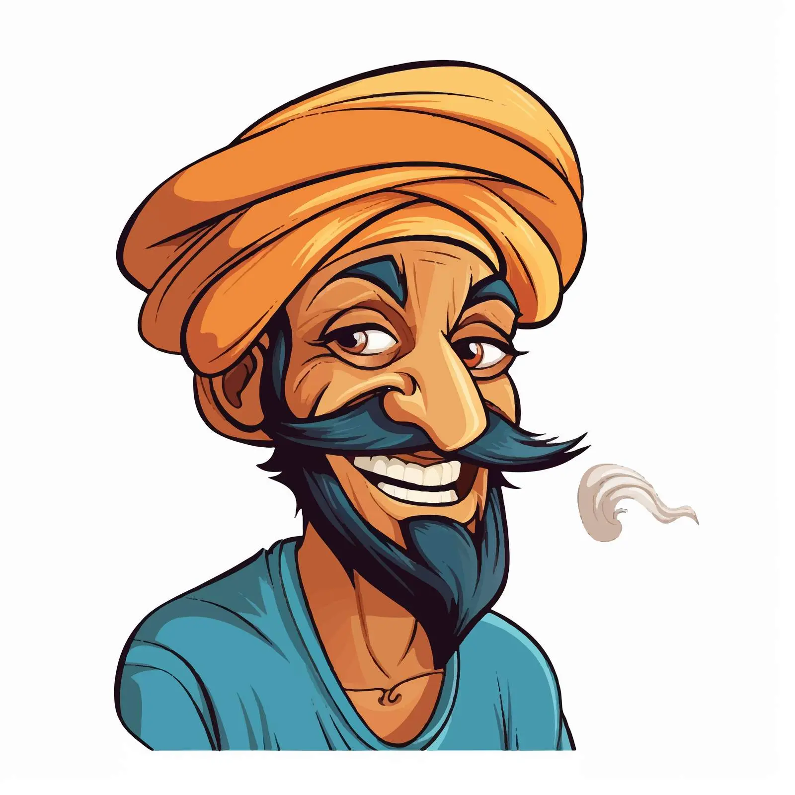 Smiling Figure with Turban Smoking Vector Art — free download from Dotvec