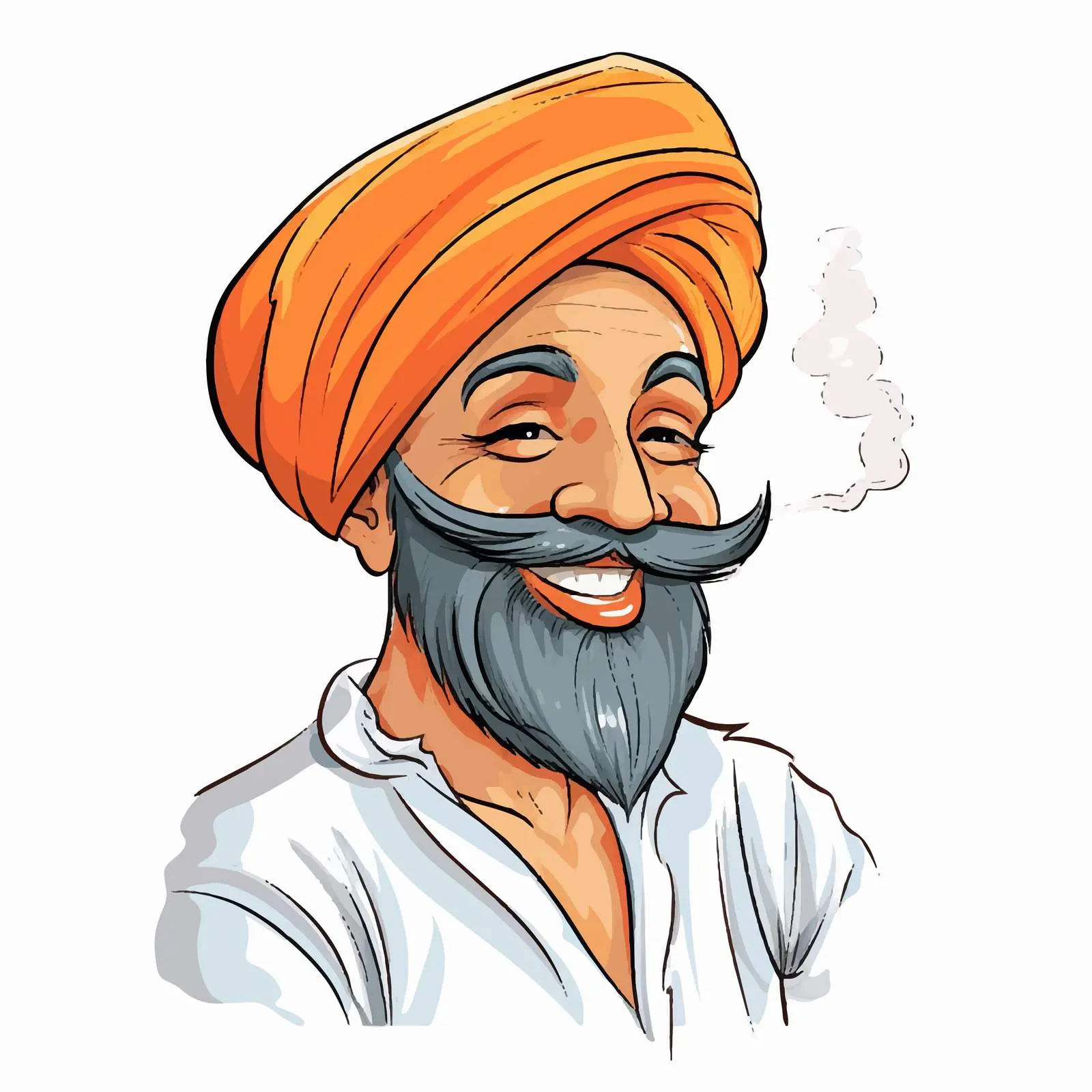 Smiling Figure with Turban and Smoke Vector – free ban image from Dotvec