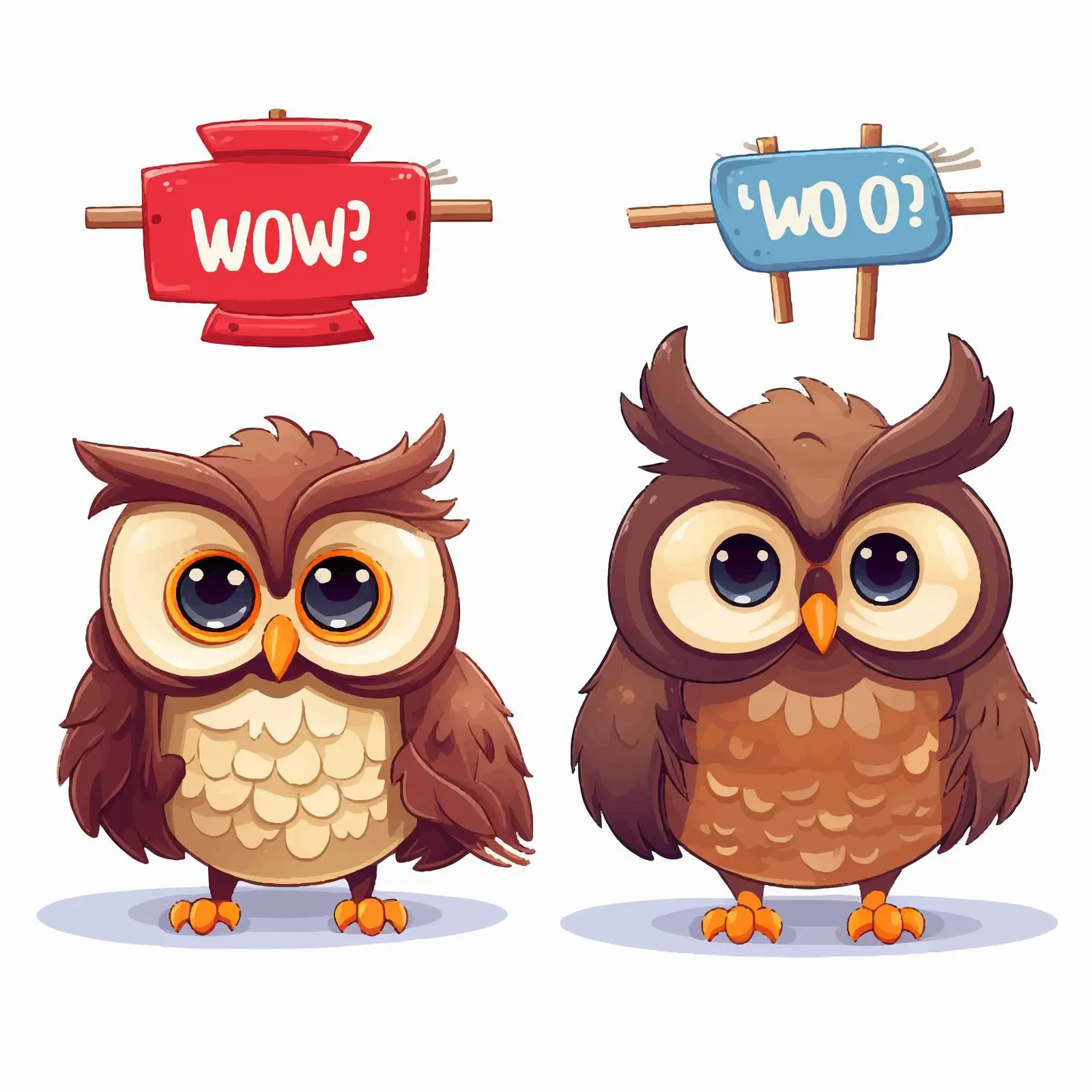 Cartoon Owls with Open and Closed Signs — free download from Dotvec