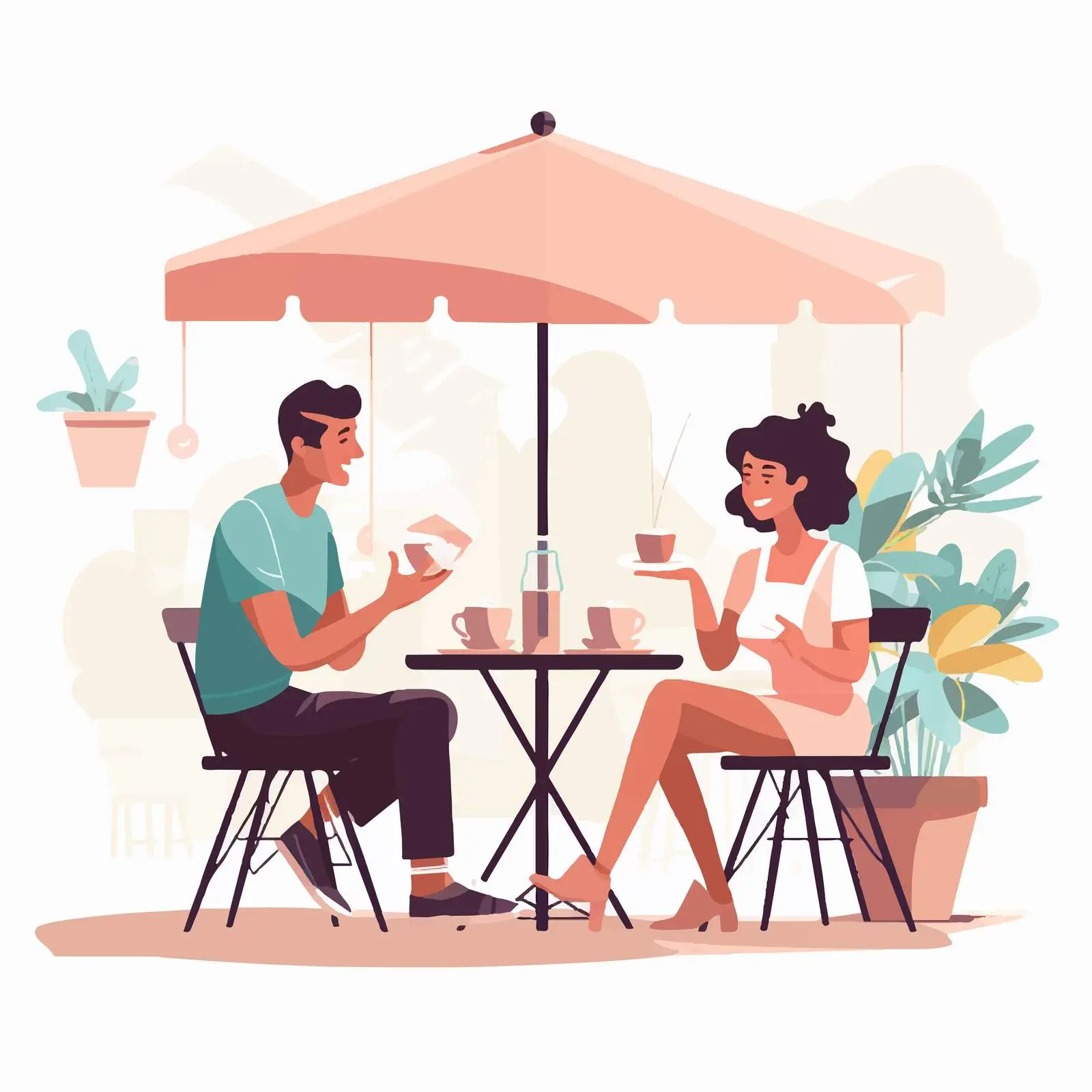 Cartoon People at Street Café Vector Illustration — free download from Dotvec